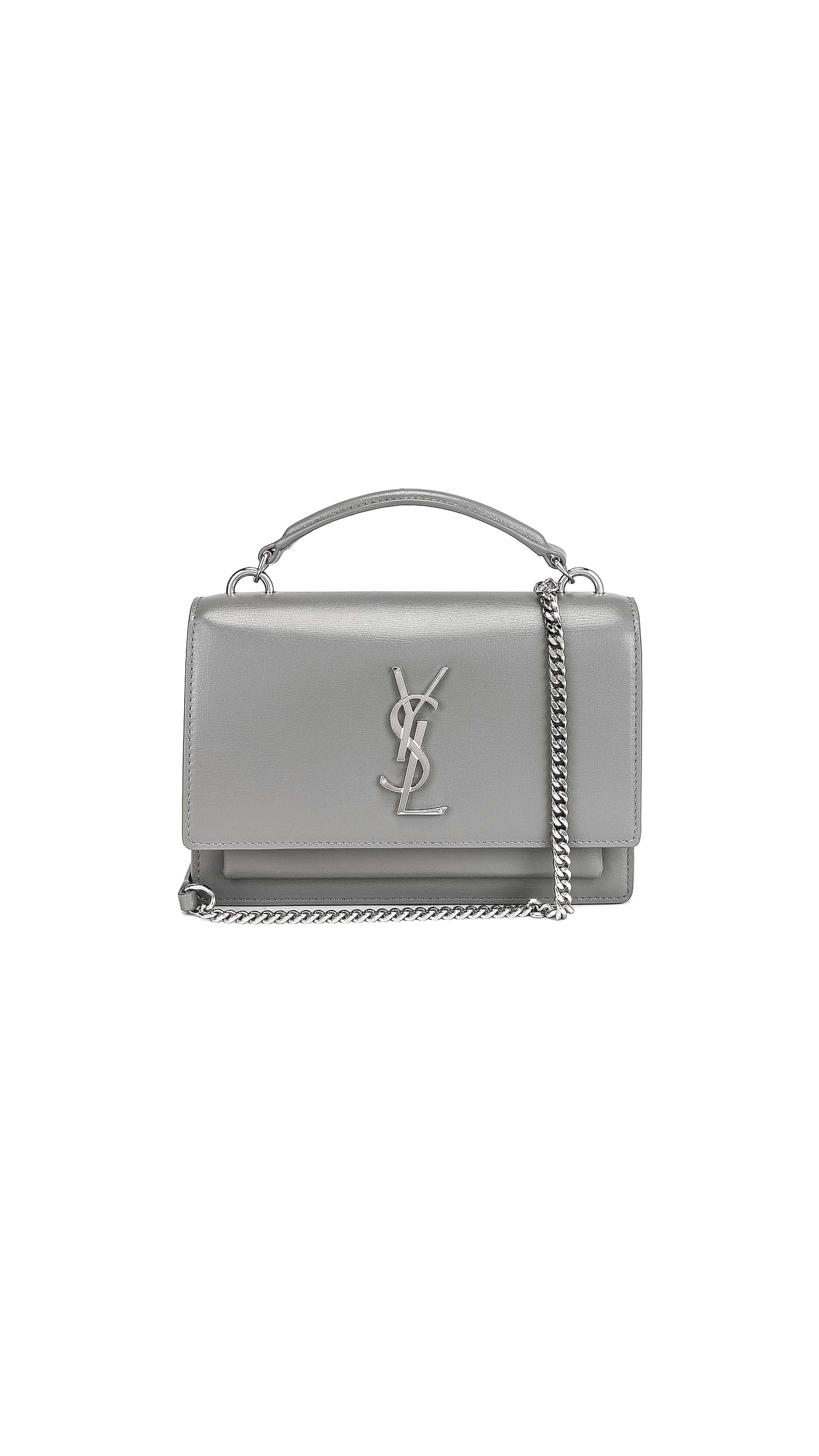Sunset Chain Wallet Bag in Smooth Leather - Grey