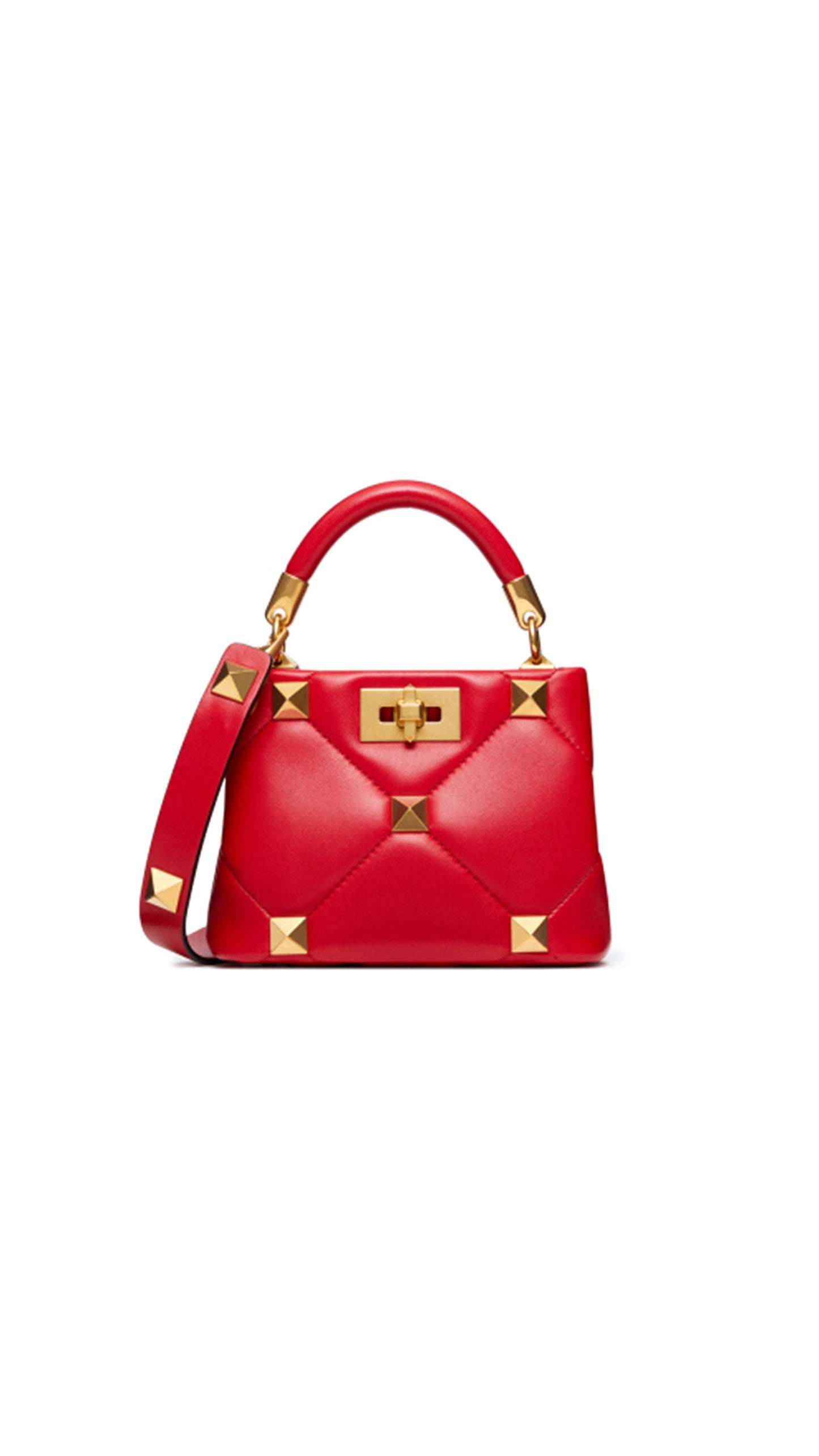Roman Stud The Handle Bag 520 In Nappa - Red