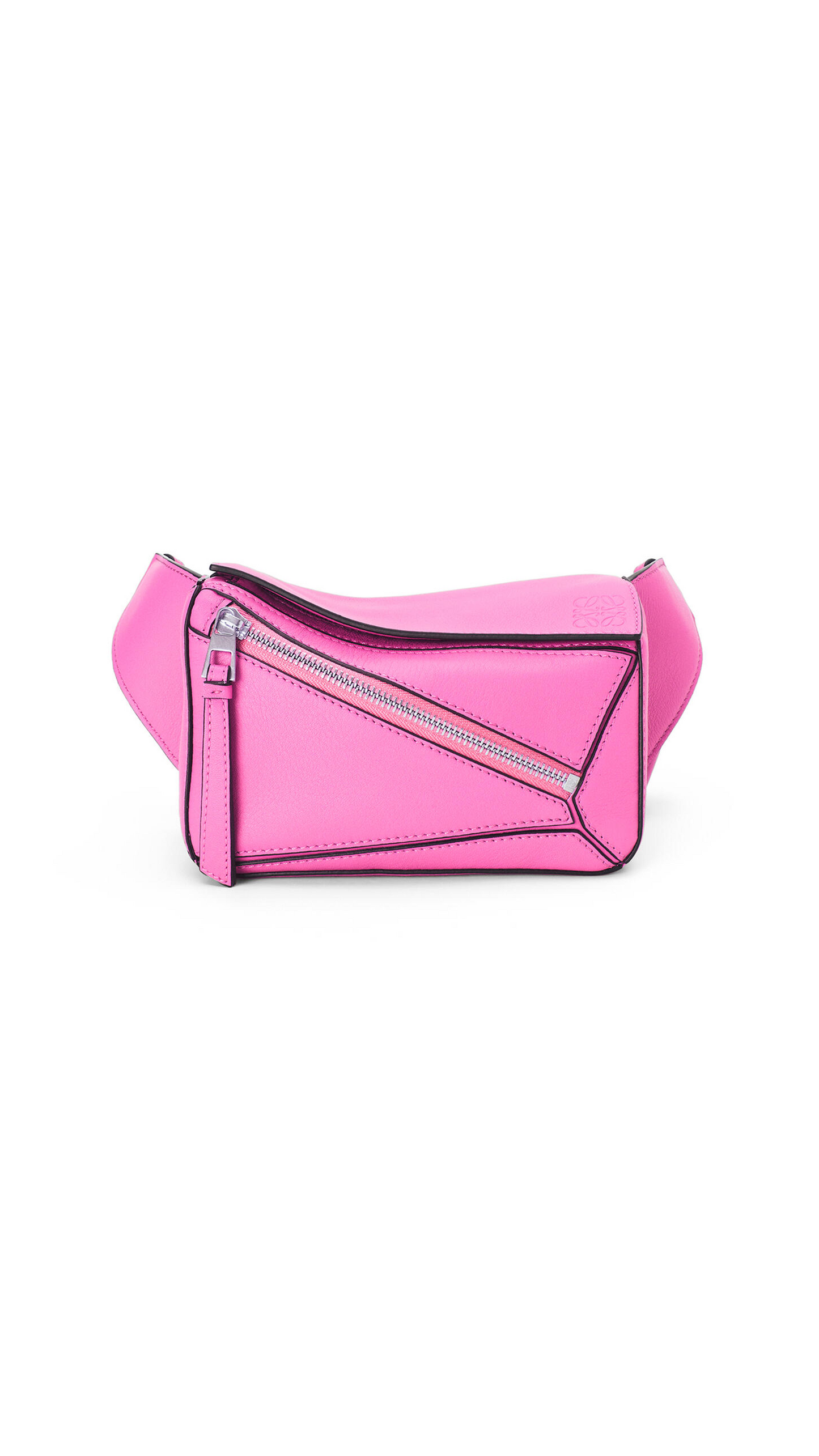 Mini Puzzle bumbag in classic calfskin - Neon Pink