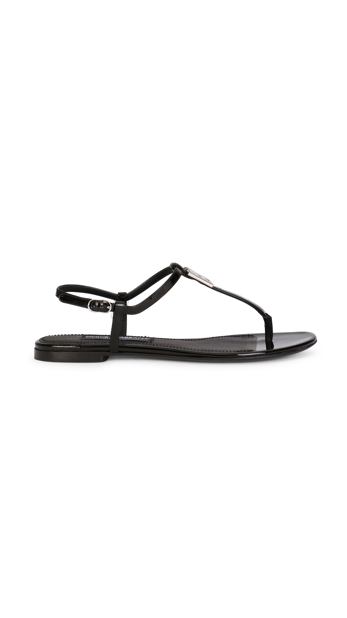 Patent Leather DG Thong Sandals - Black