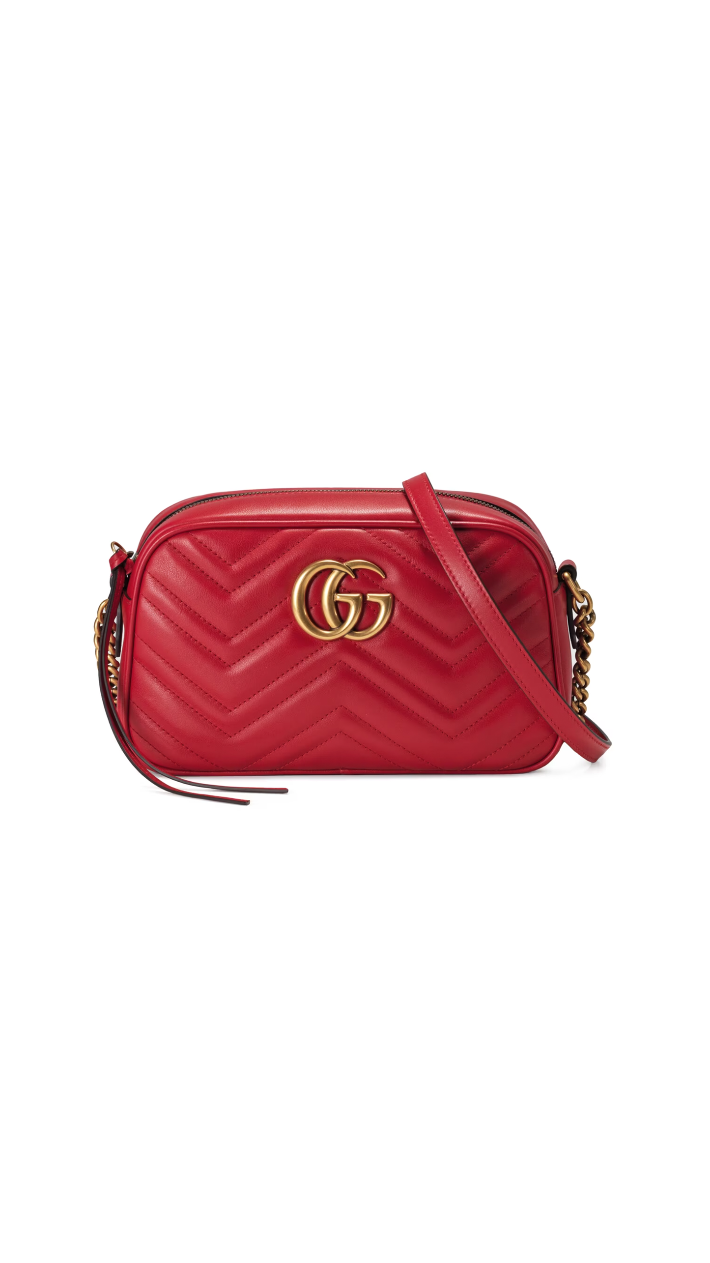 GG Marmont Small Matelassé Shoulder Bag - Hibiscus Red