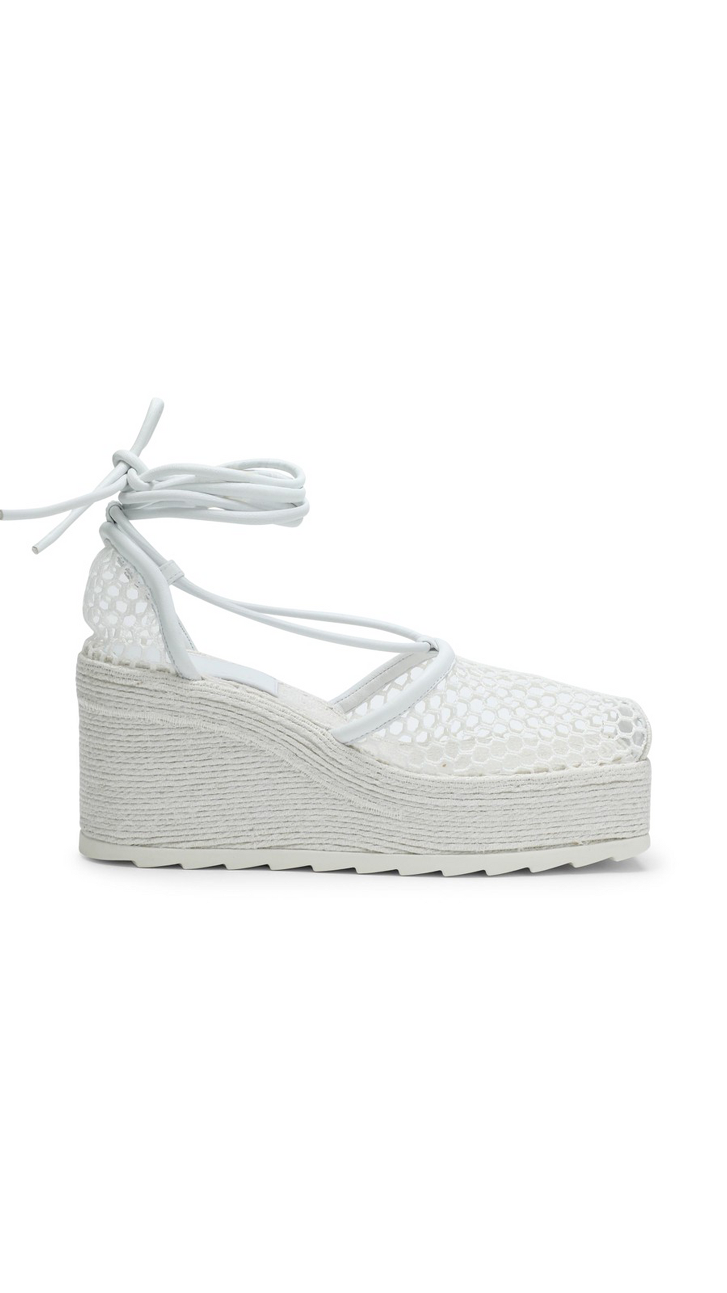 Mesh and Leather Stretch Espadrilles - Optic White