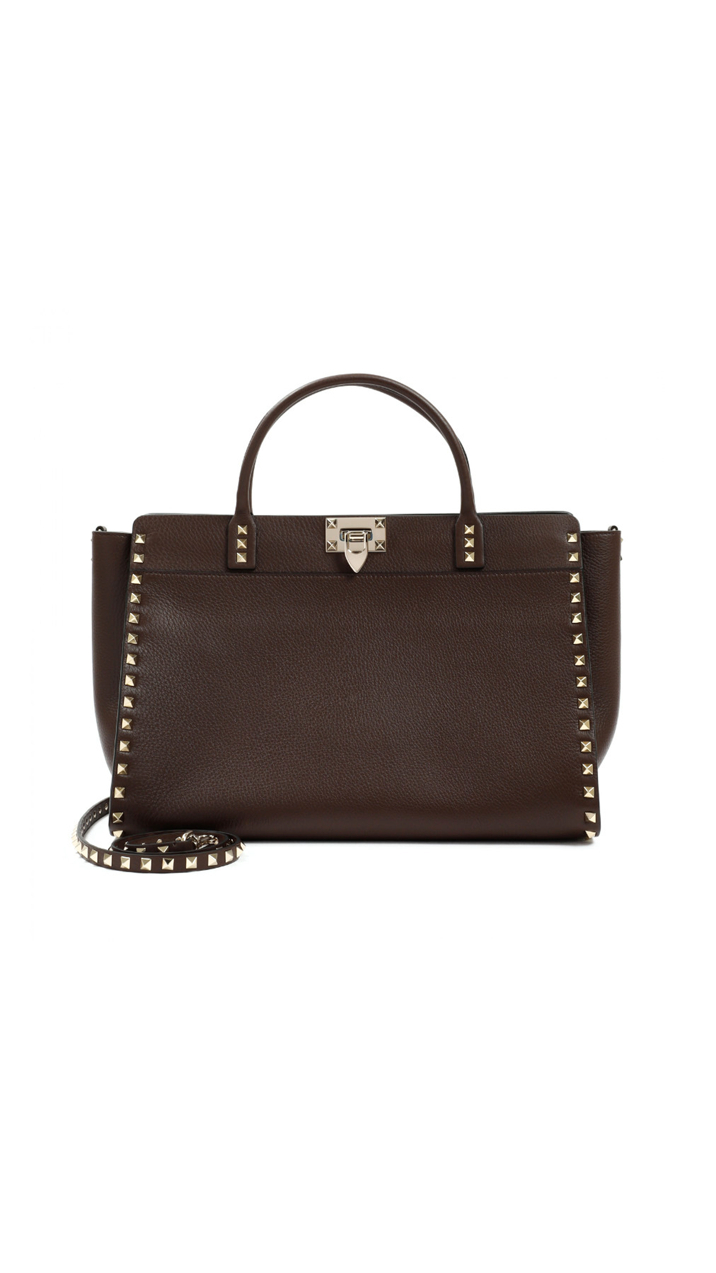 Double Handle Rockstud Bag - Brown