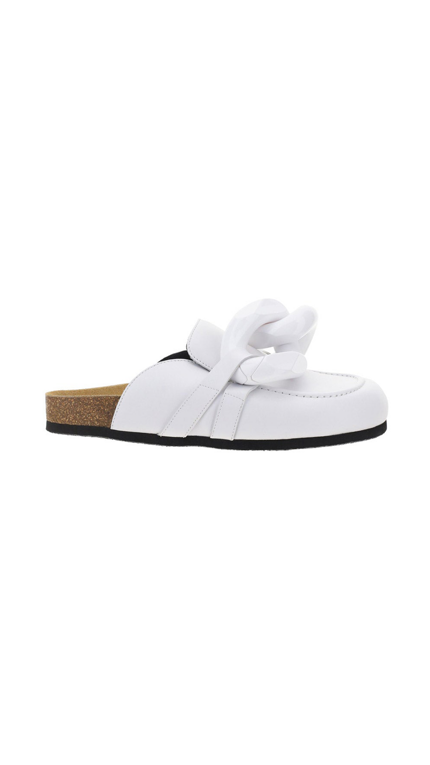 Chain Loafer Mules - White