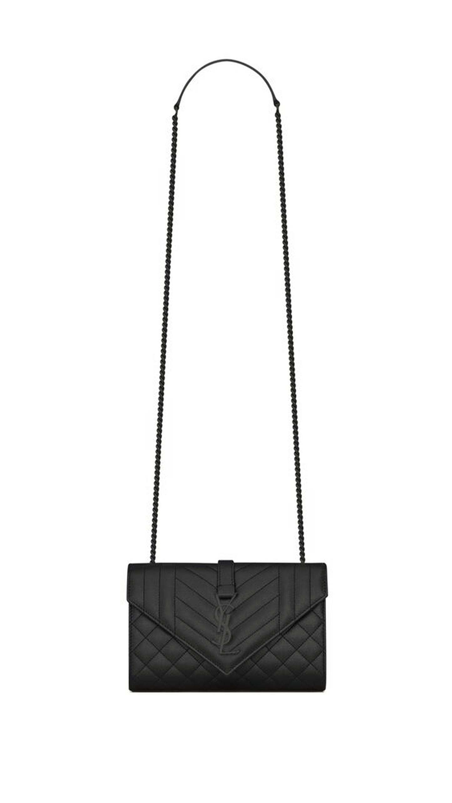 Envelope Small Bag In Mix-Matelasse Grain De Poudre Embossed Leather - Black