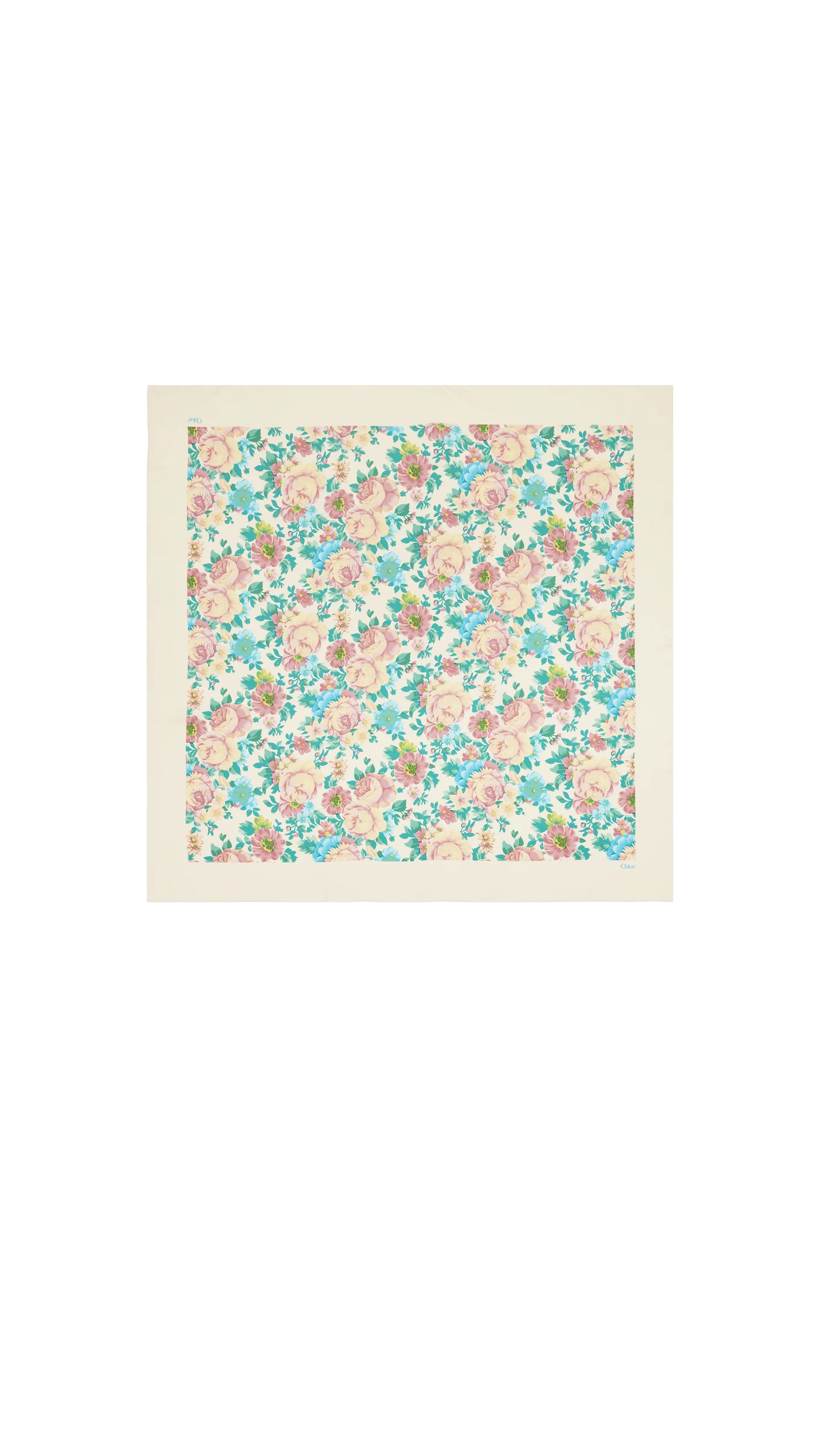 Chloé Peonies Scarf - Blue