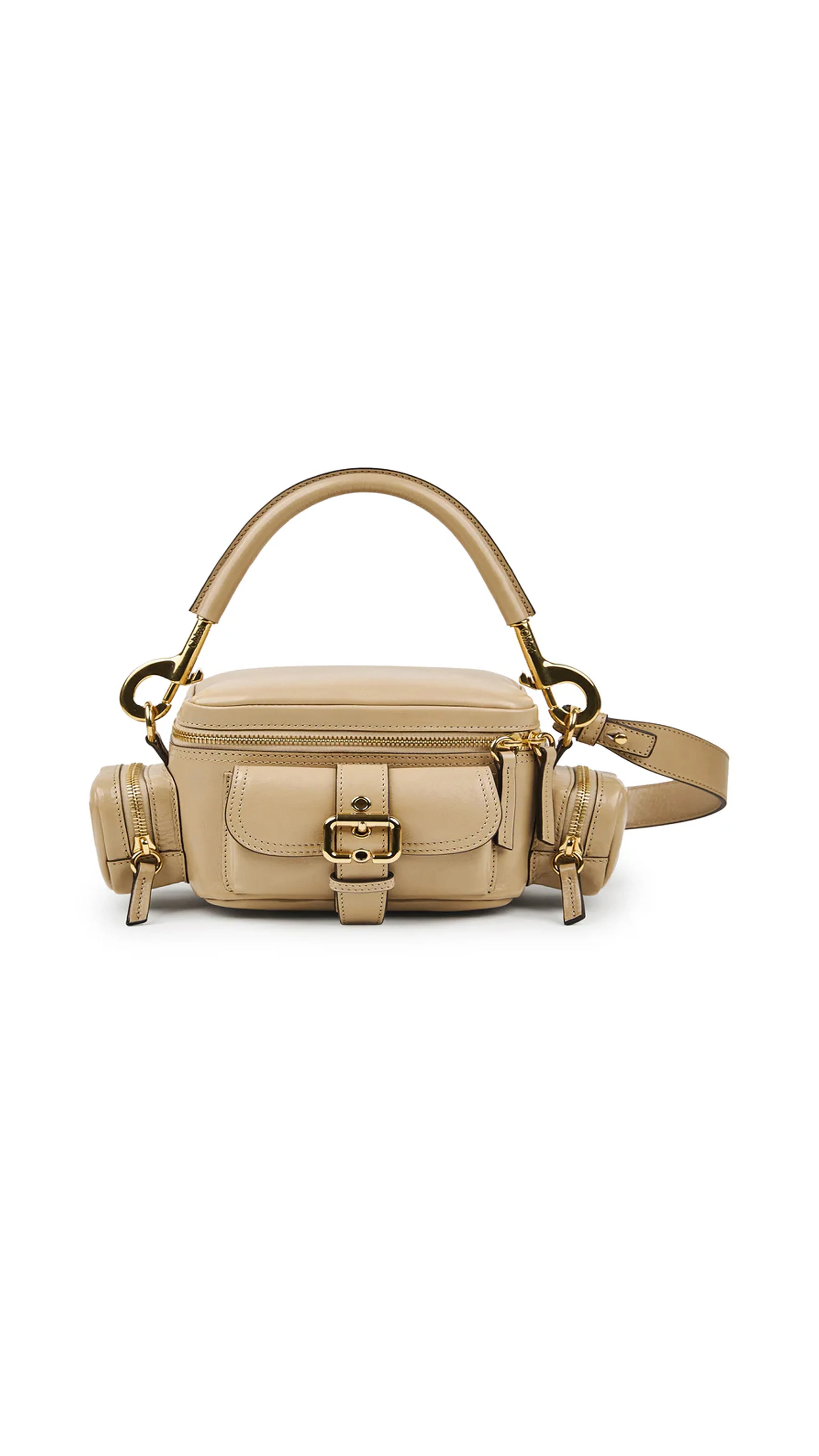 Small Camera Bag In Shiny Leather - Boyish Brown