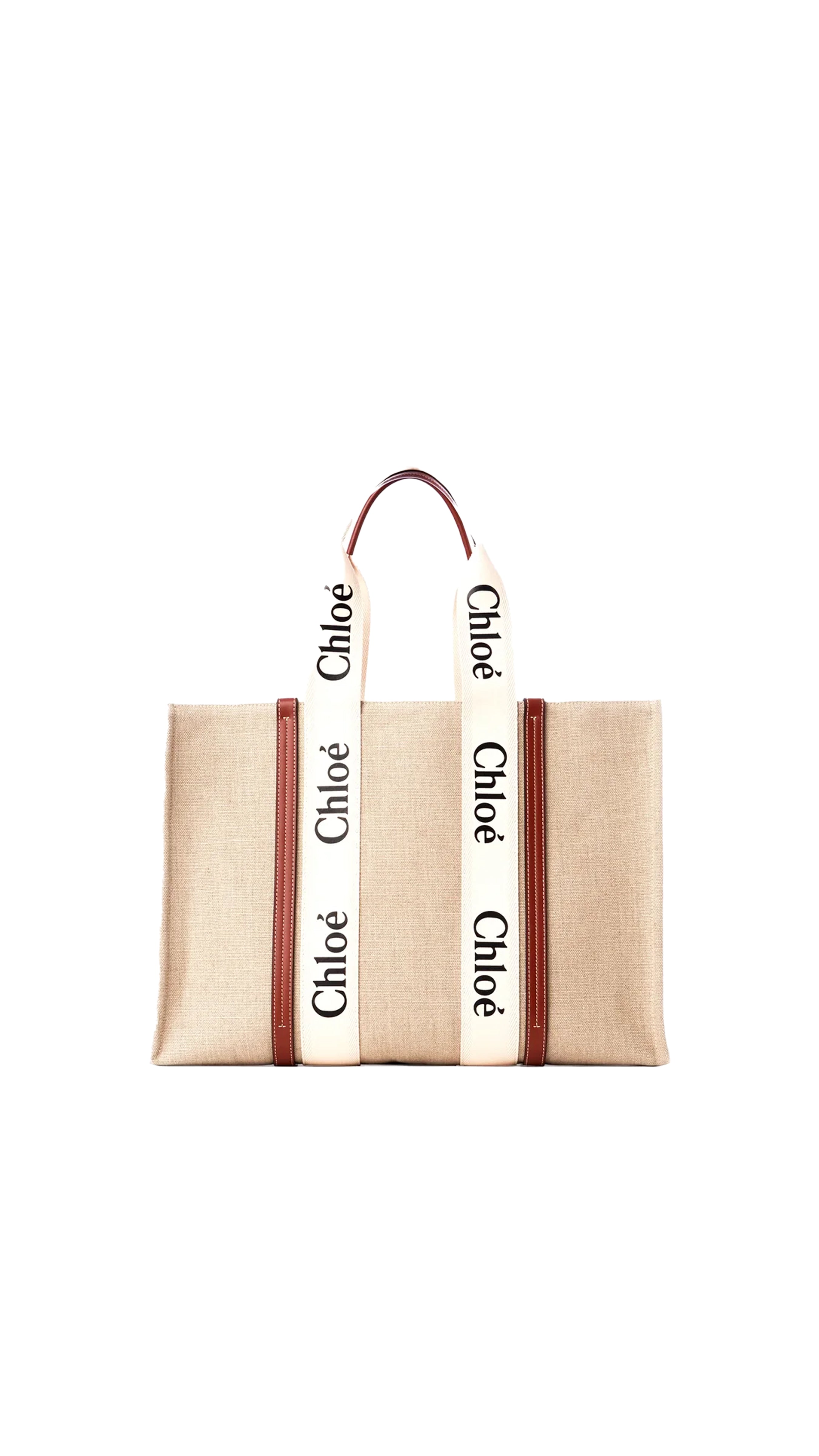 Large Woody Tote Bag - White/Brown