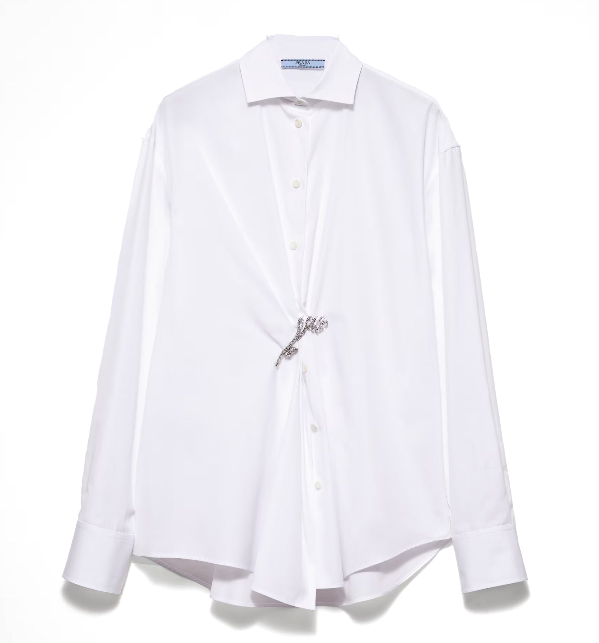 Poplin shirt with crystal brooch