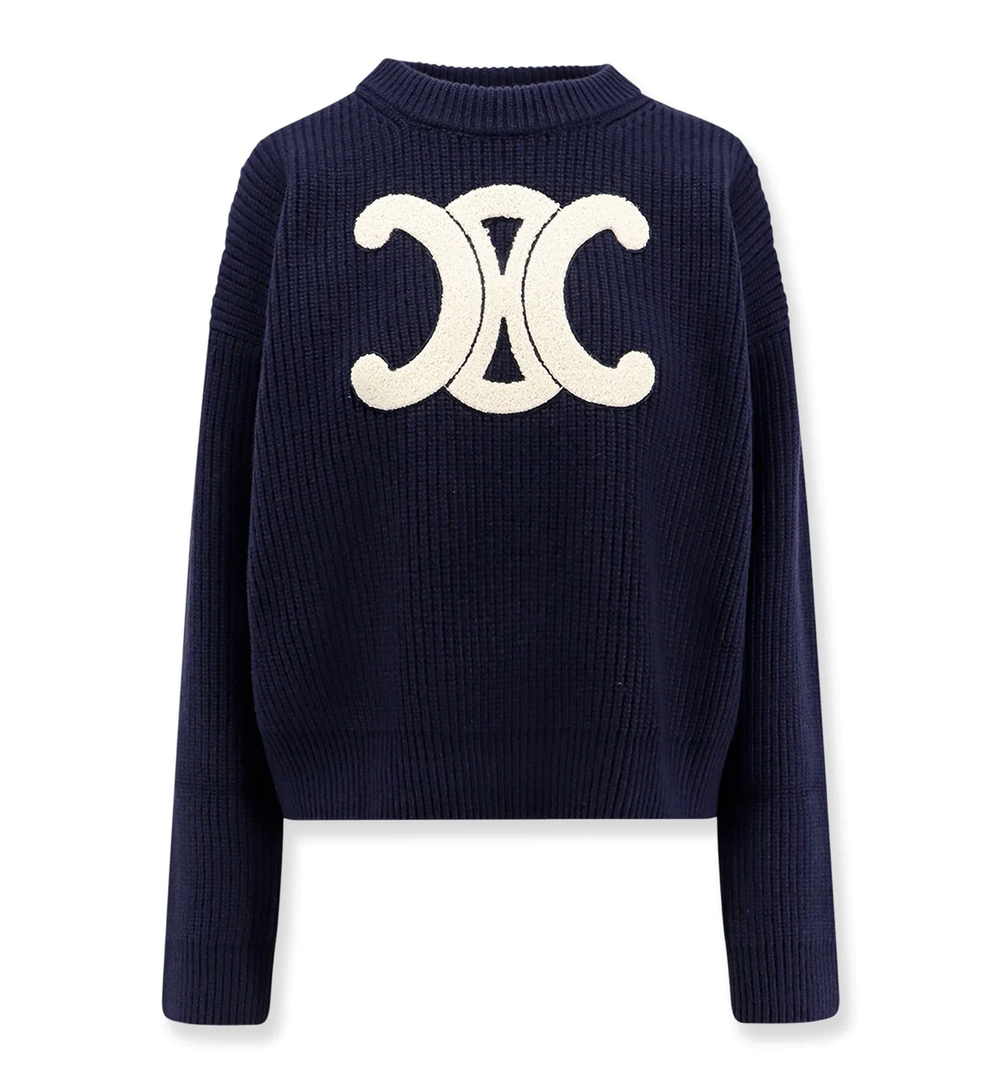 Triomphe Knit Sweater in Wool and Cashmere - Blue