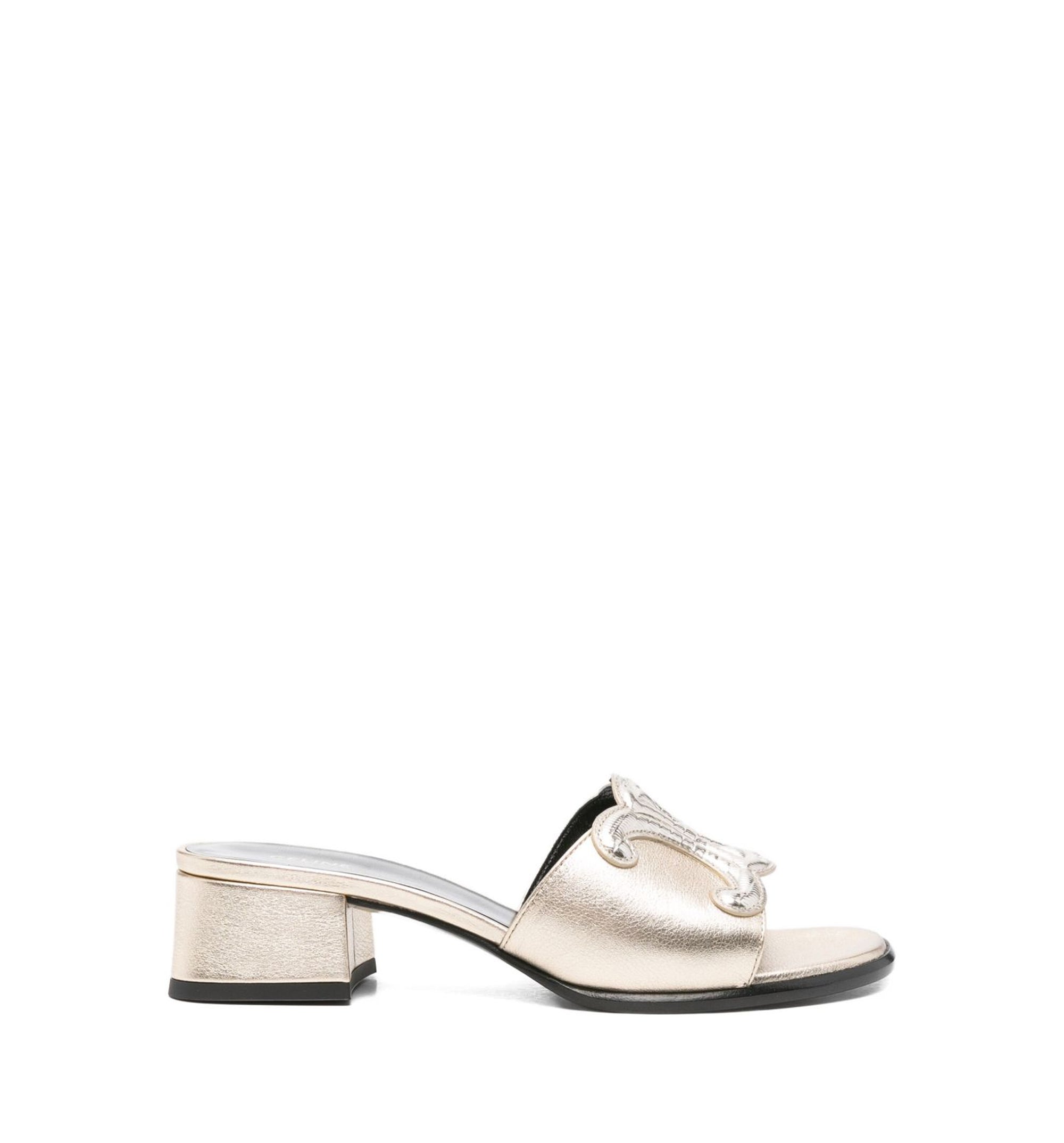 Clemence Mule in Laminated Calfskin & Tejus Stamped Calfskin - Platinium