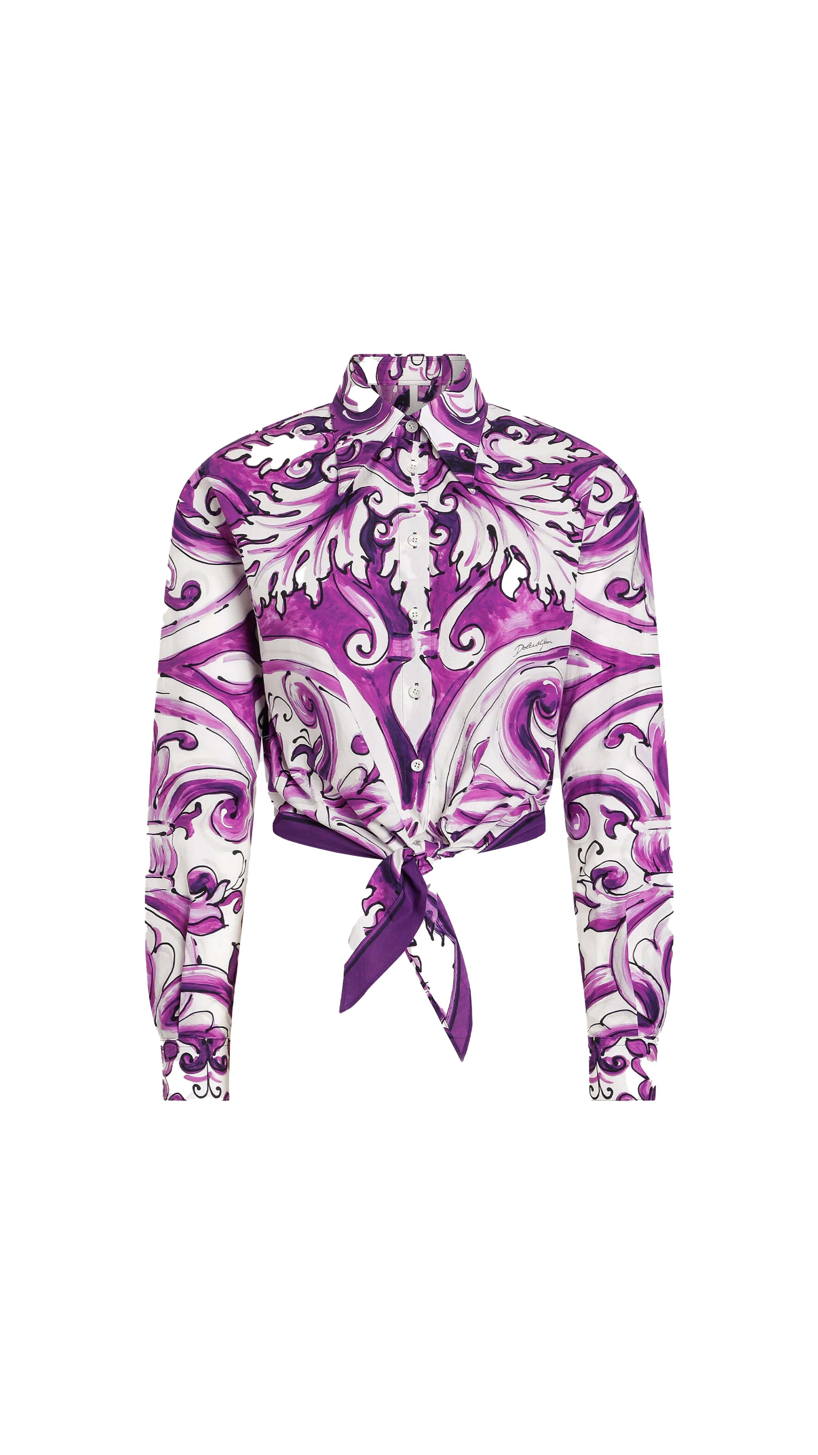 Majolica-print Poplin Shirt - Purple