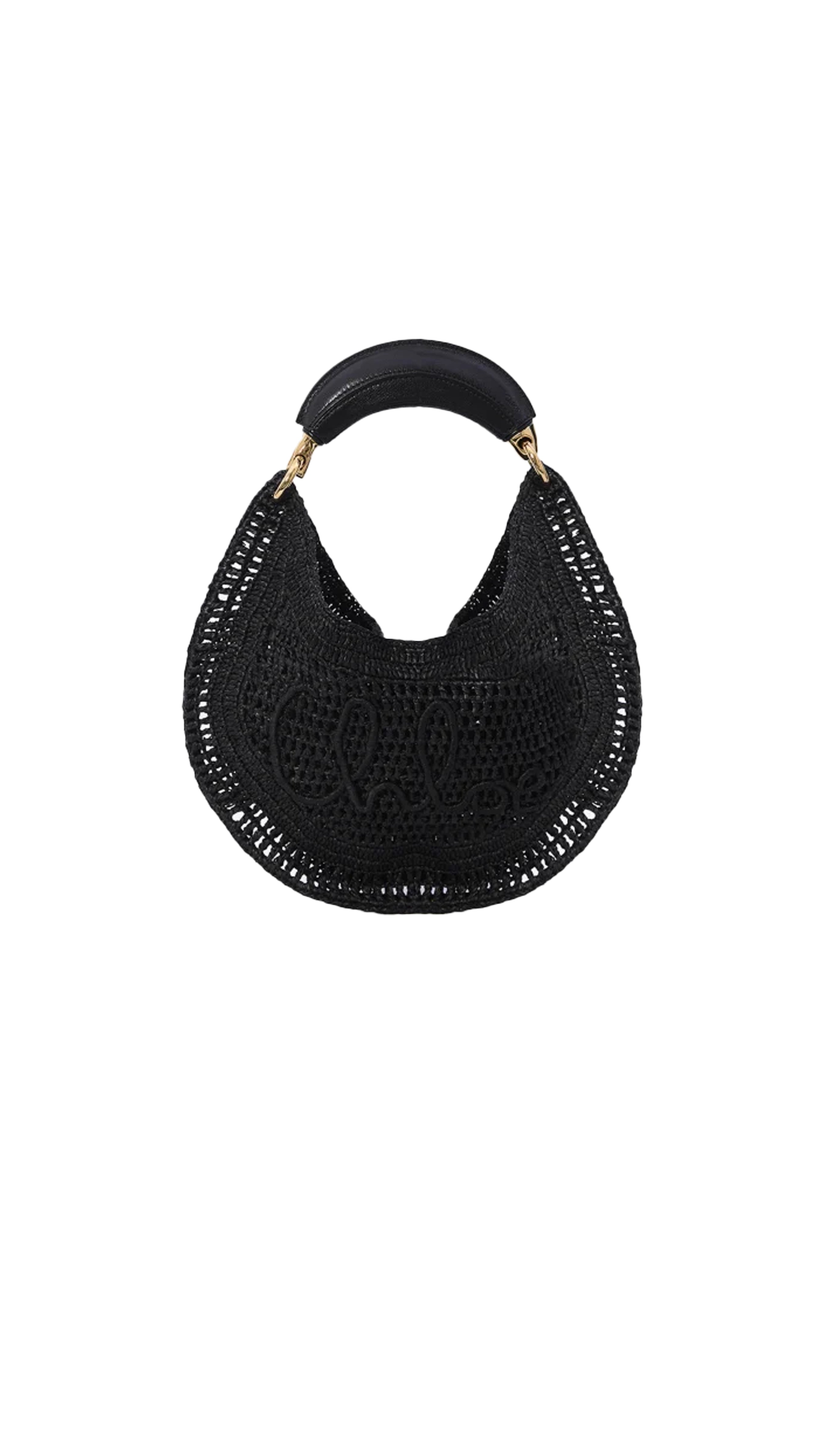 Summer Banana Hobo Bag in Raffia - Black