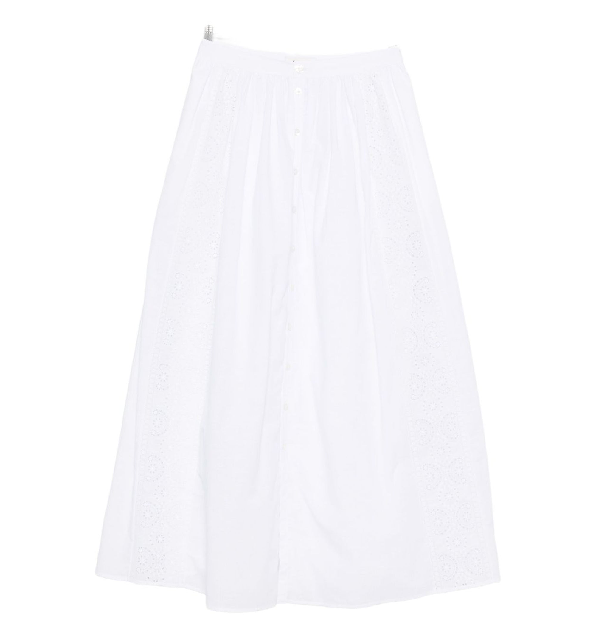 Embroidered Midi Skirt In Cotton Cambric - White