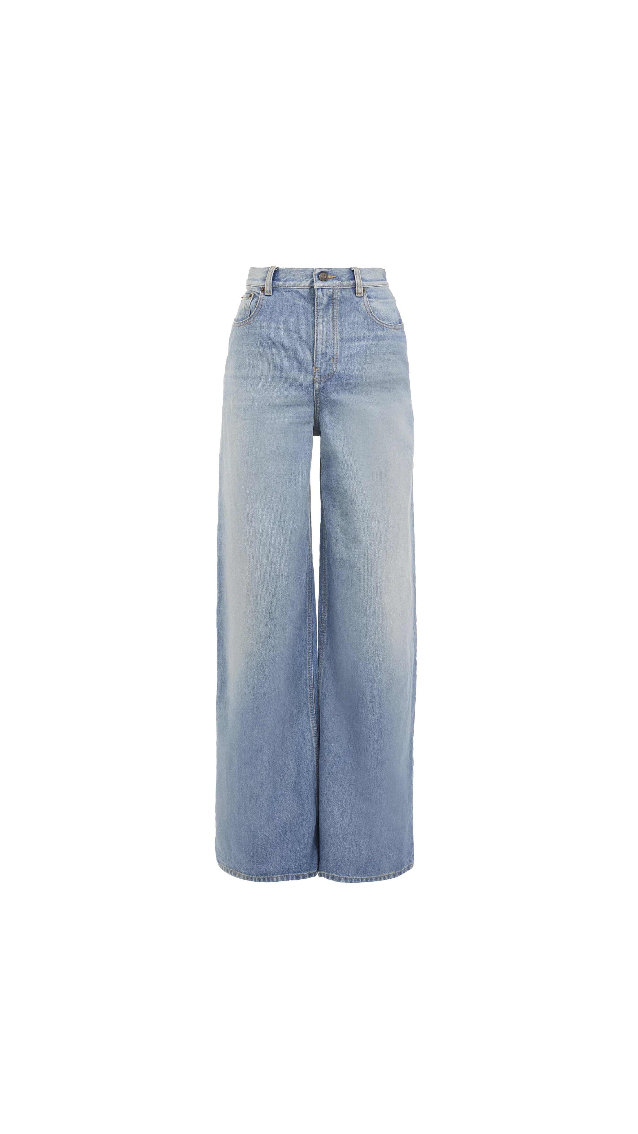 High-rise Wide-leg Jeans In Denim - Iced Blue