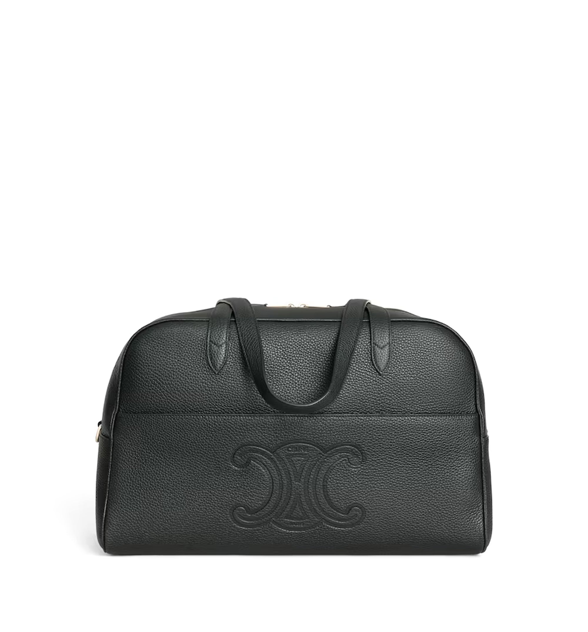 Duffle Bag In Grained Calfskin - Night Green