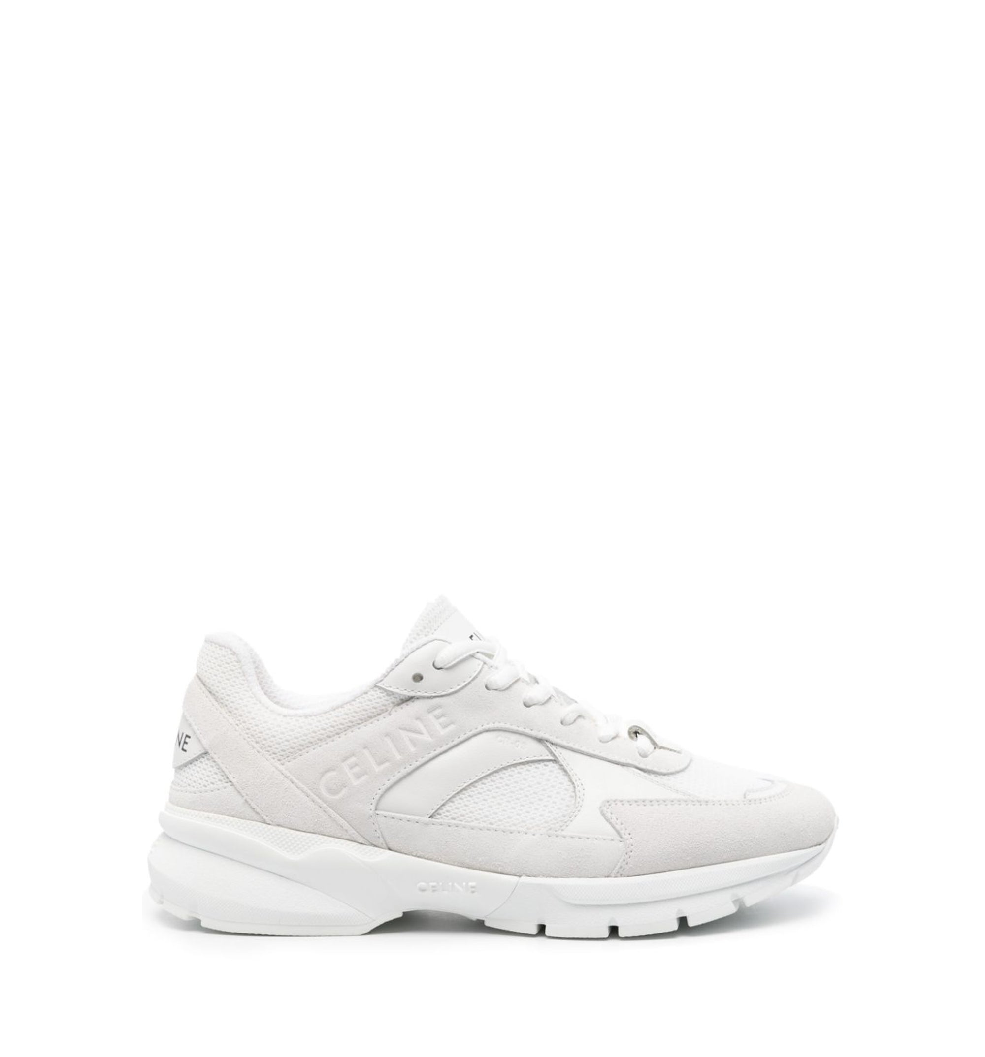 CR-03 Low Lace-Up Sneaker in Mesh, Suede and Calfskin - Optic White