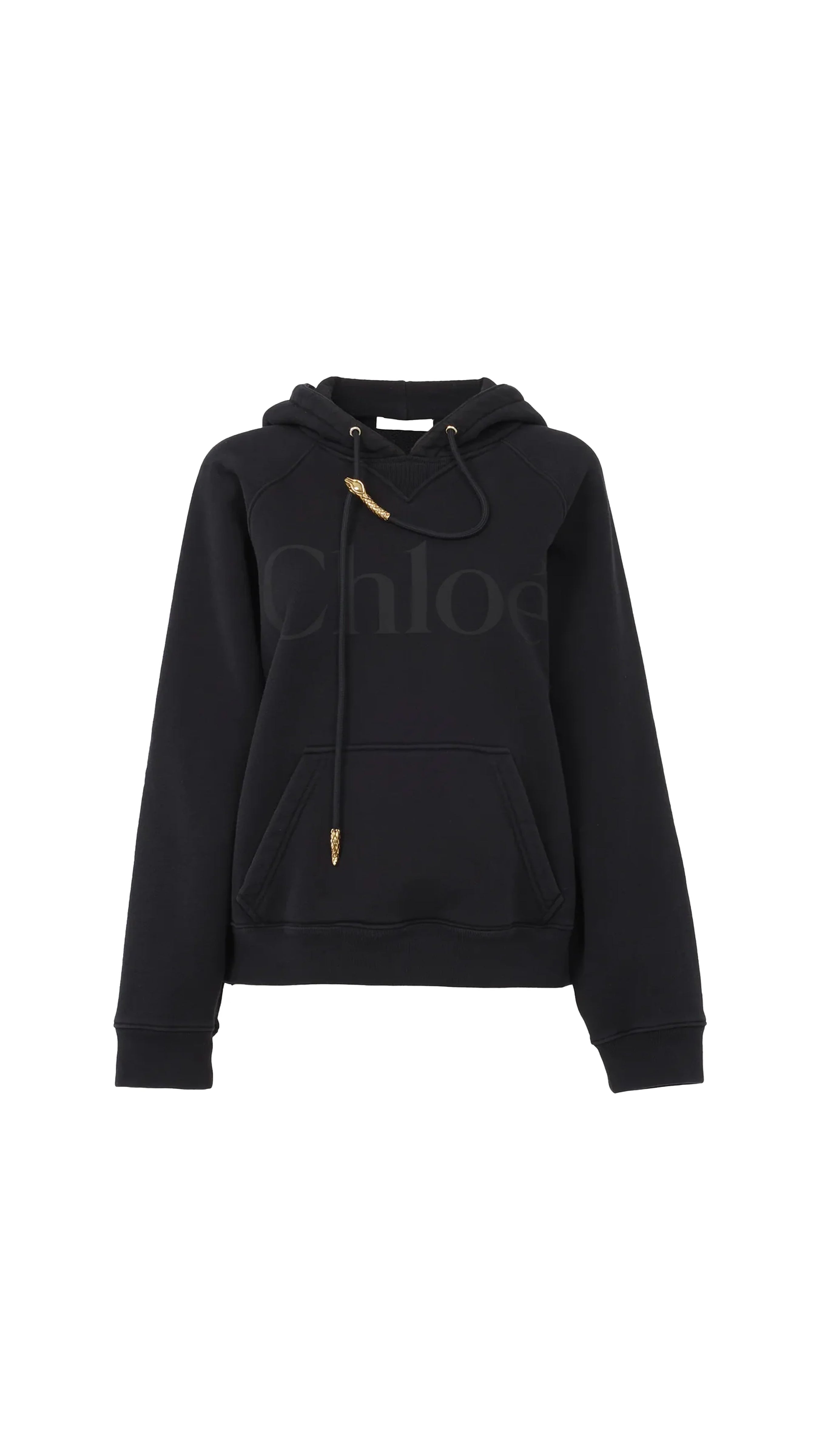 Generous Logo Hoodie in Cotton Fleece - Black