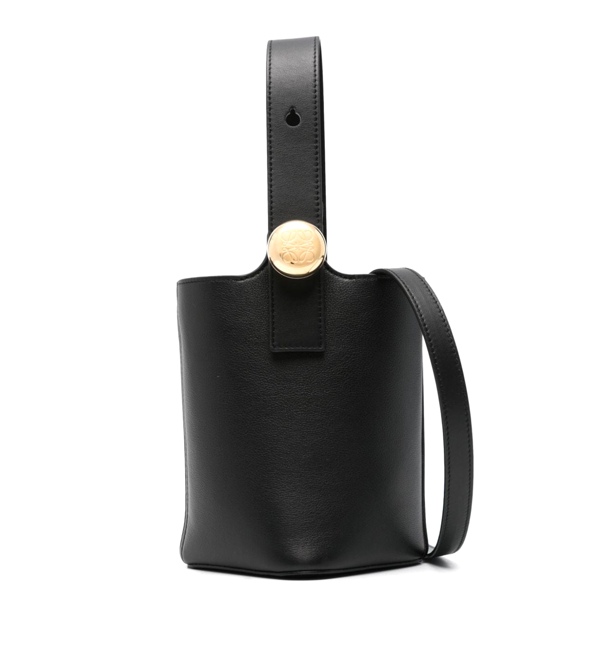 Mini Pebble Bucket Bag in Mellow Calfskin