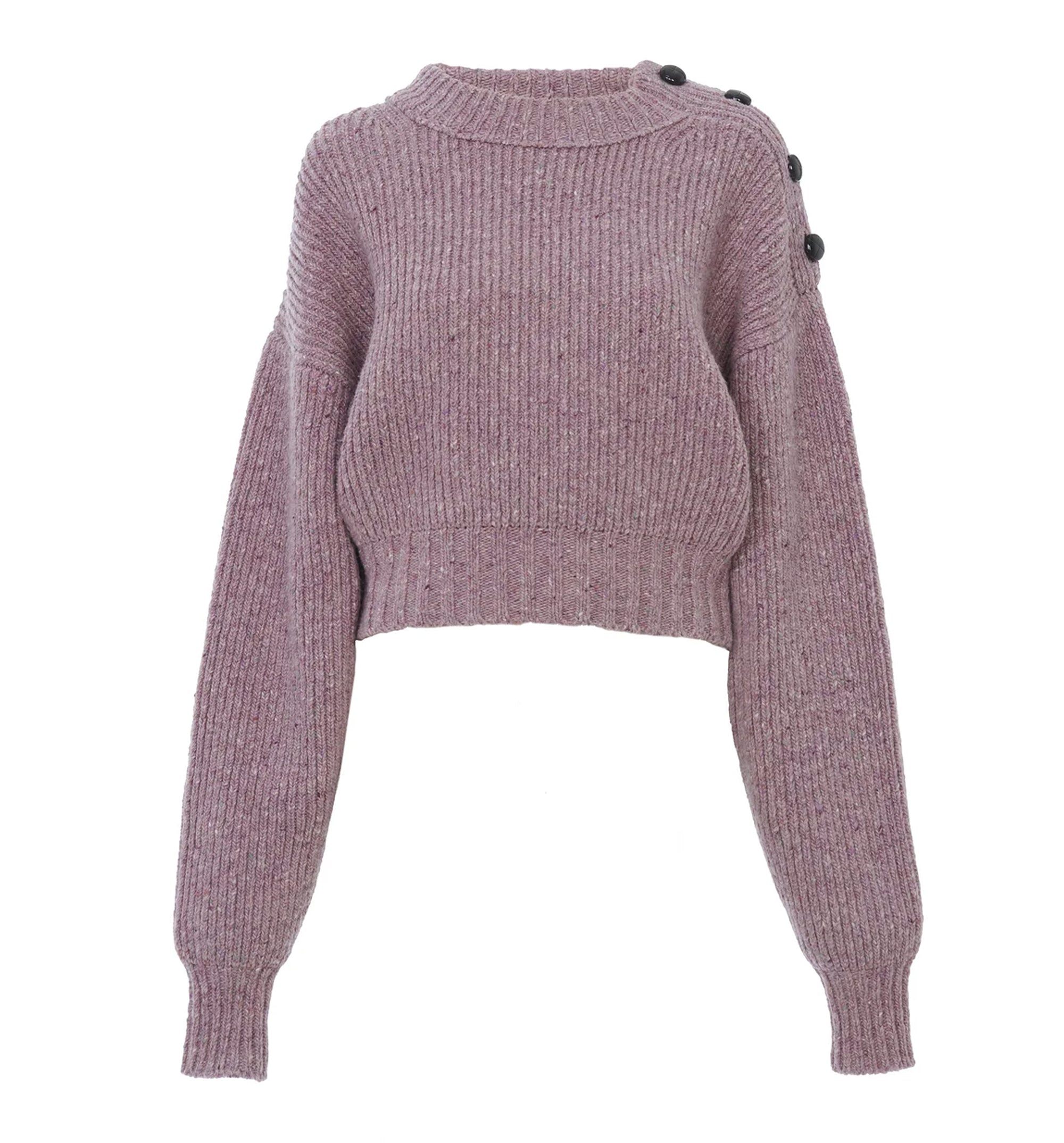 Cropped Mock-neck Sweater In A Merino Wool Knit