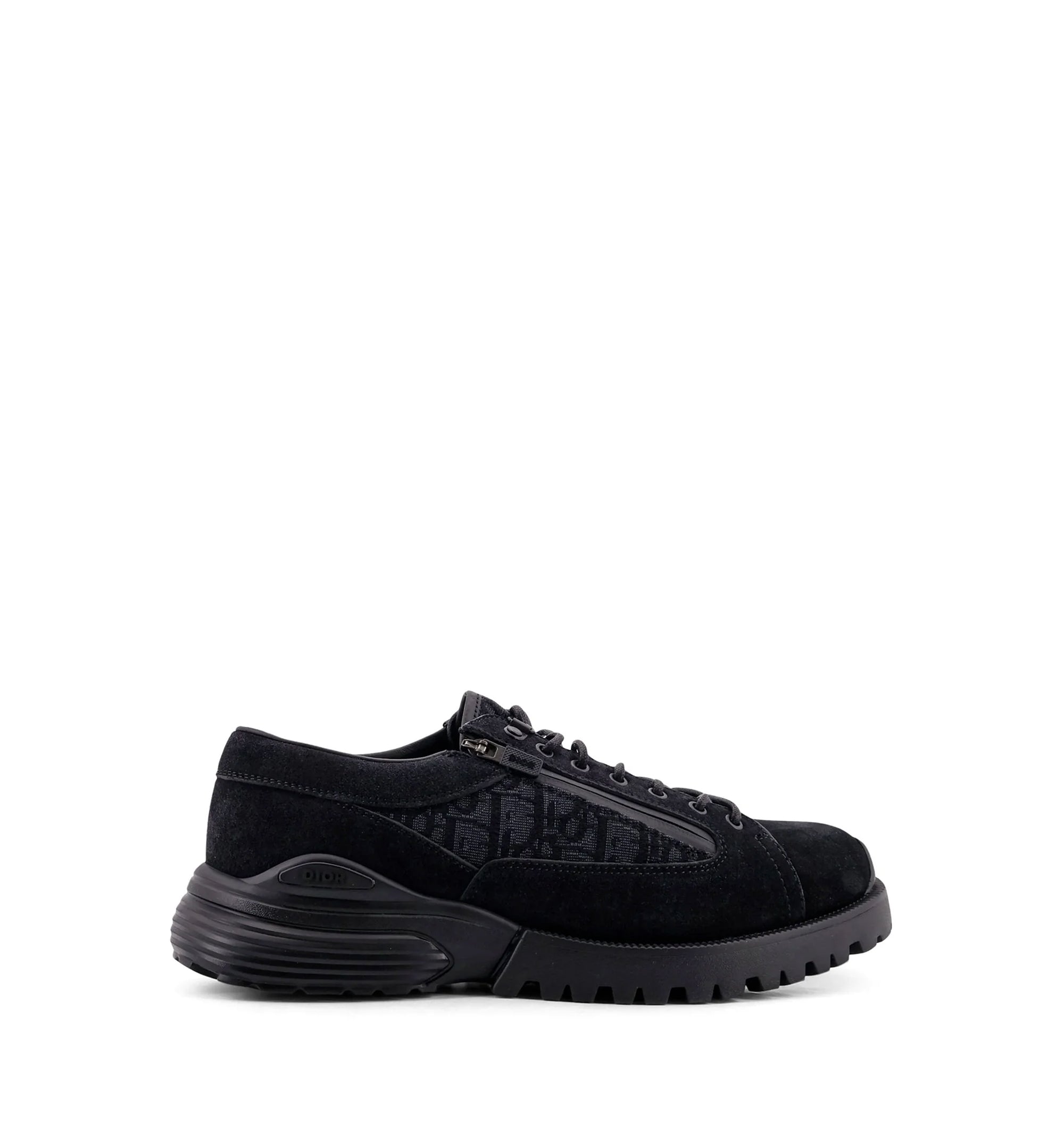 Combat Suede And Dior Oblique Jacquard Fabric Lace Up Shoes- Black