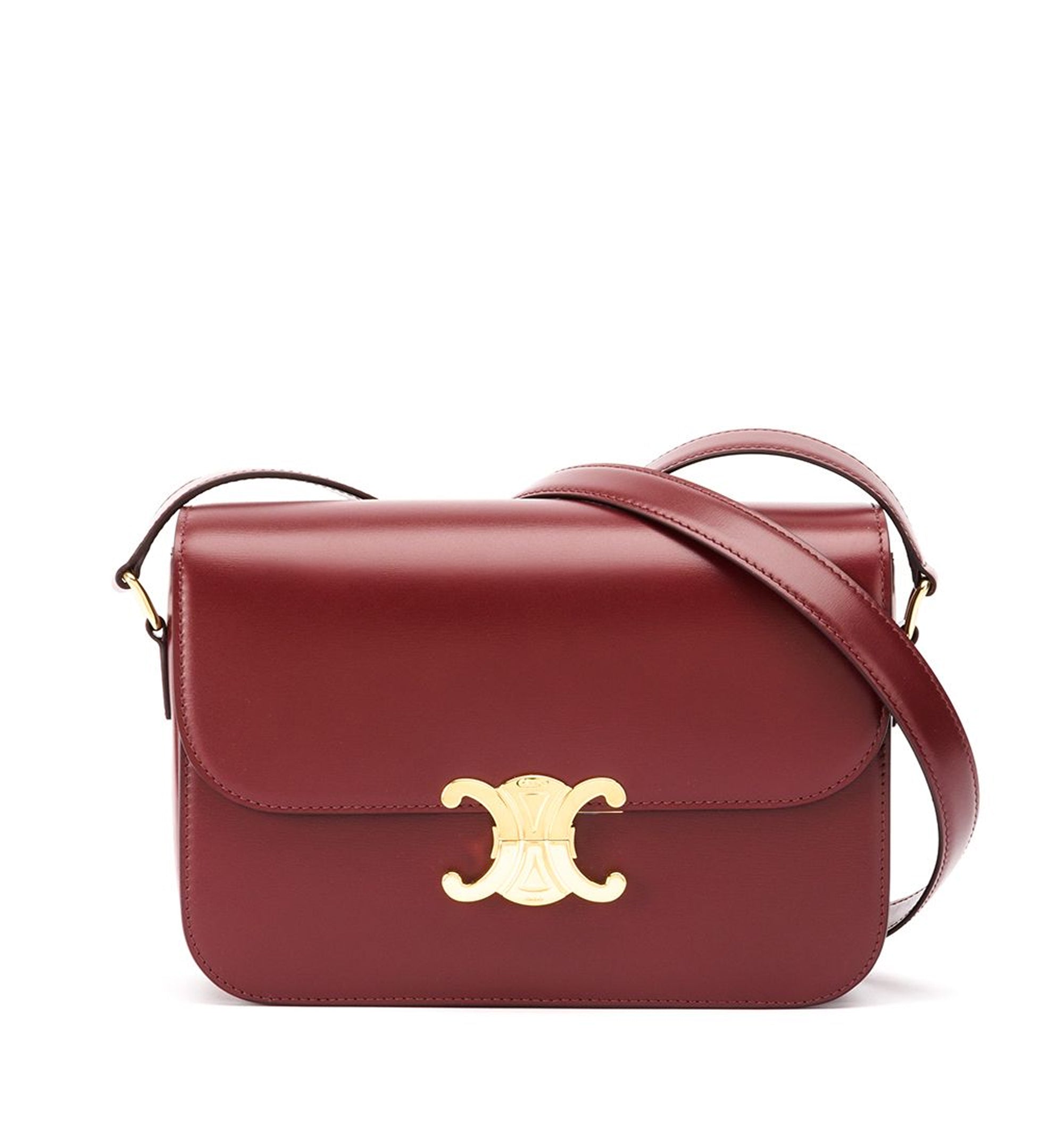 Classic Triomphe Bag in Shiny Calfskin - Light Burgundy