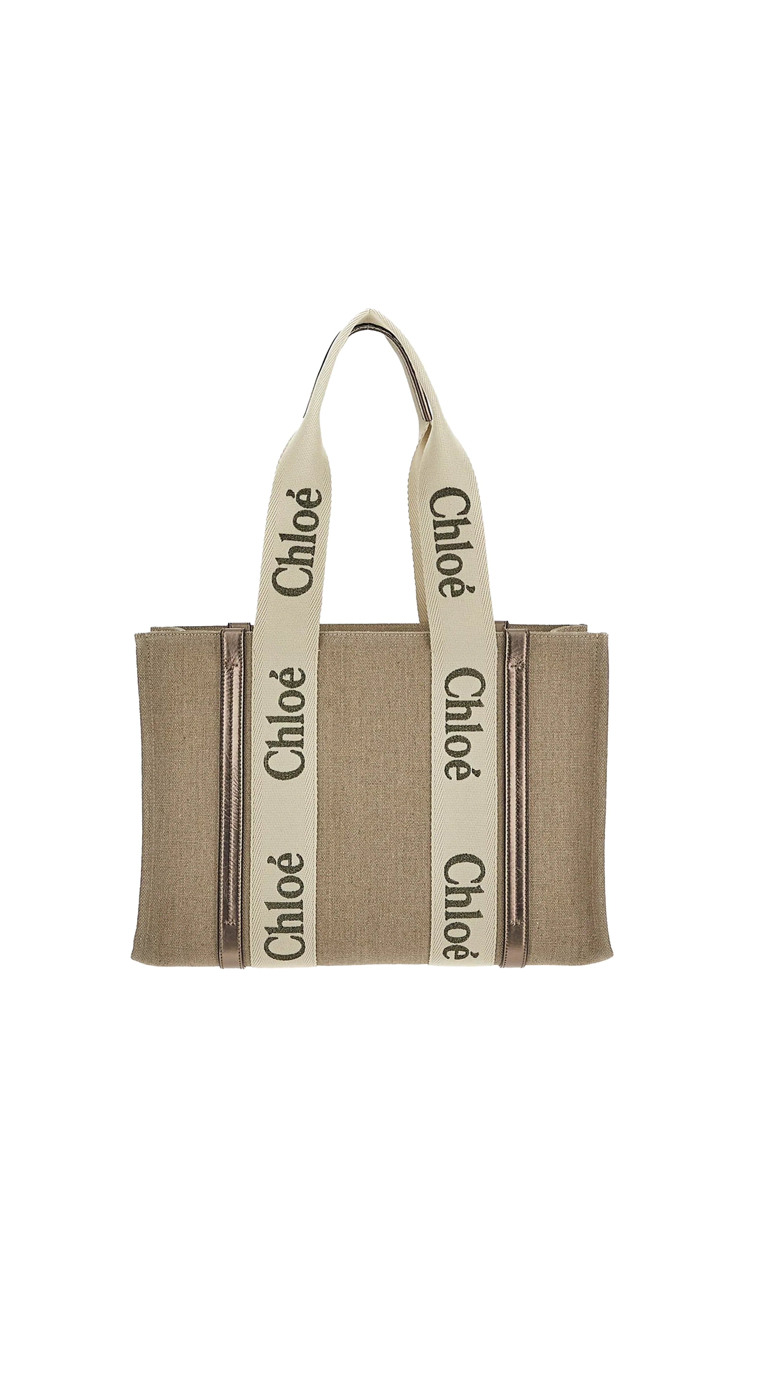 Woody Tote Bag in Linen & Leather - Grey