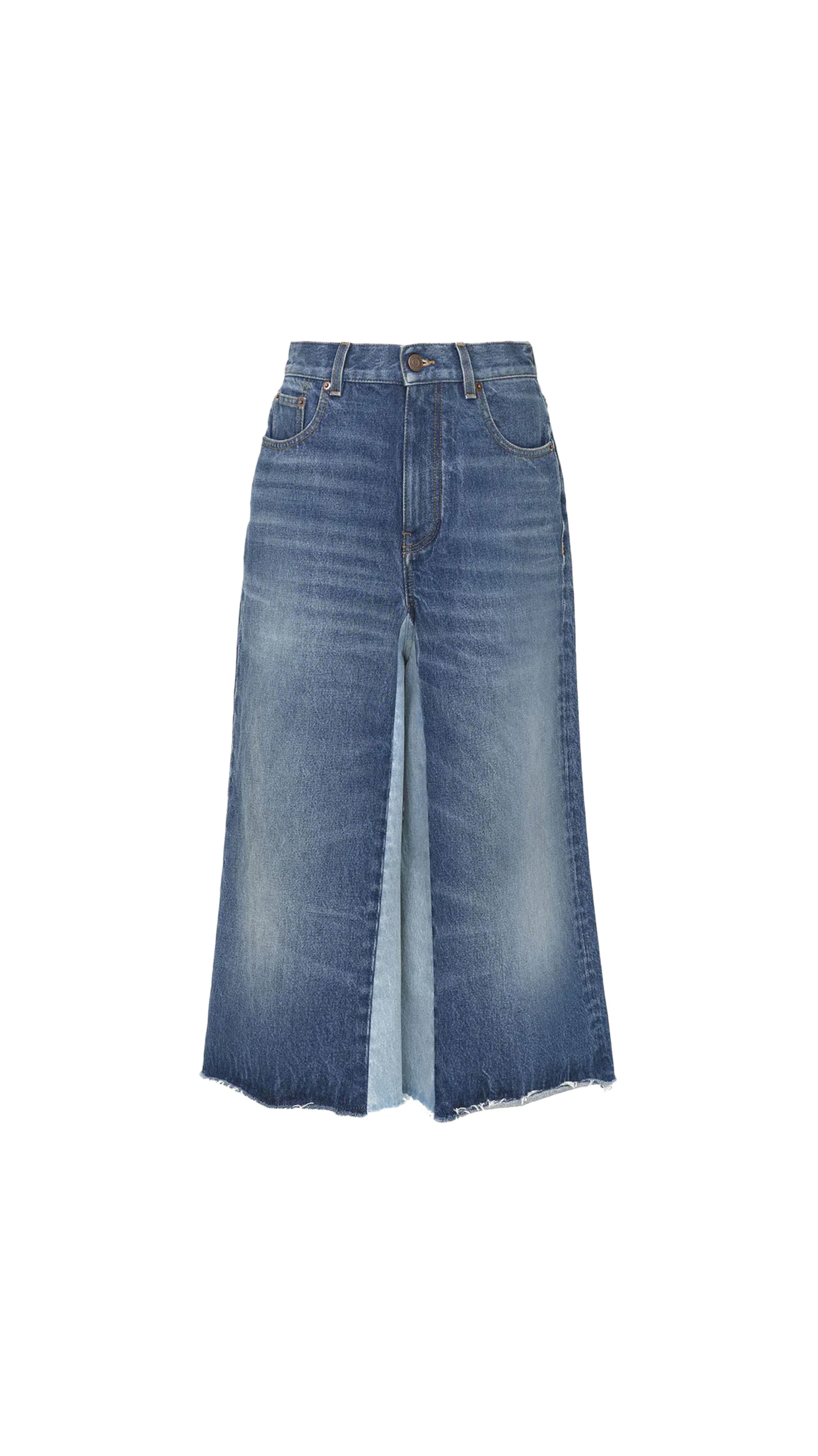 Bermuda Shorts In Denim Patchwork - Dark Night Blue