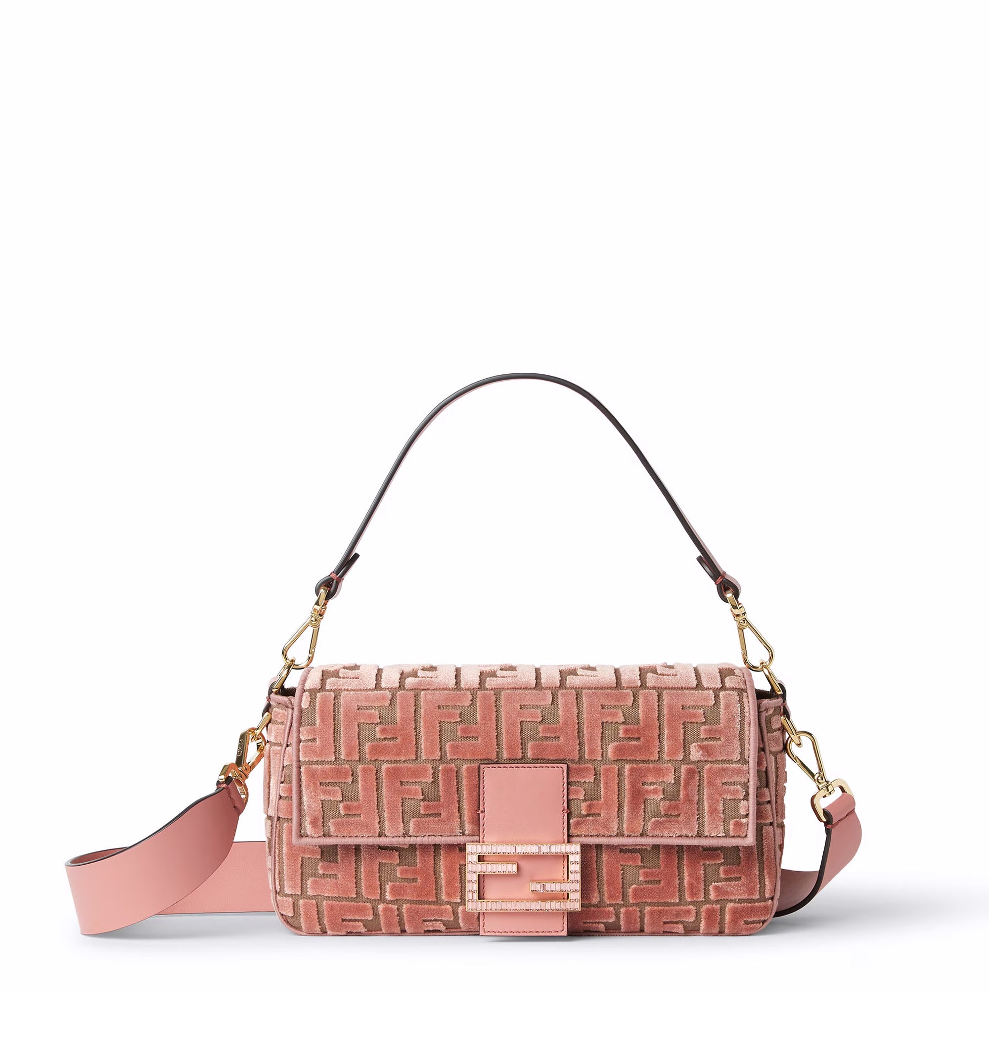 FF jacquard velvet Baguette bag