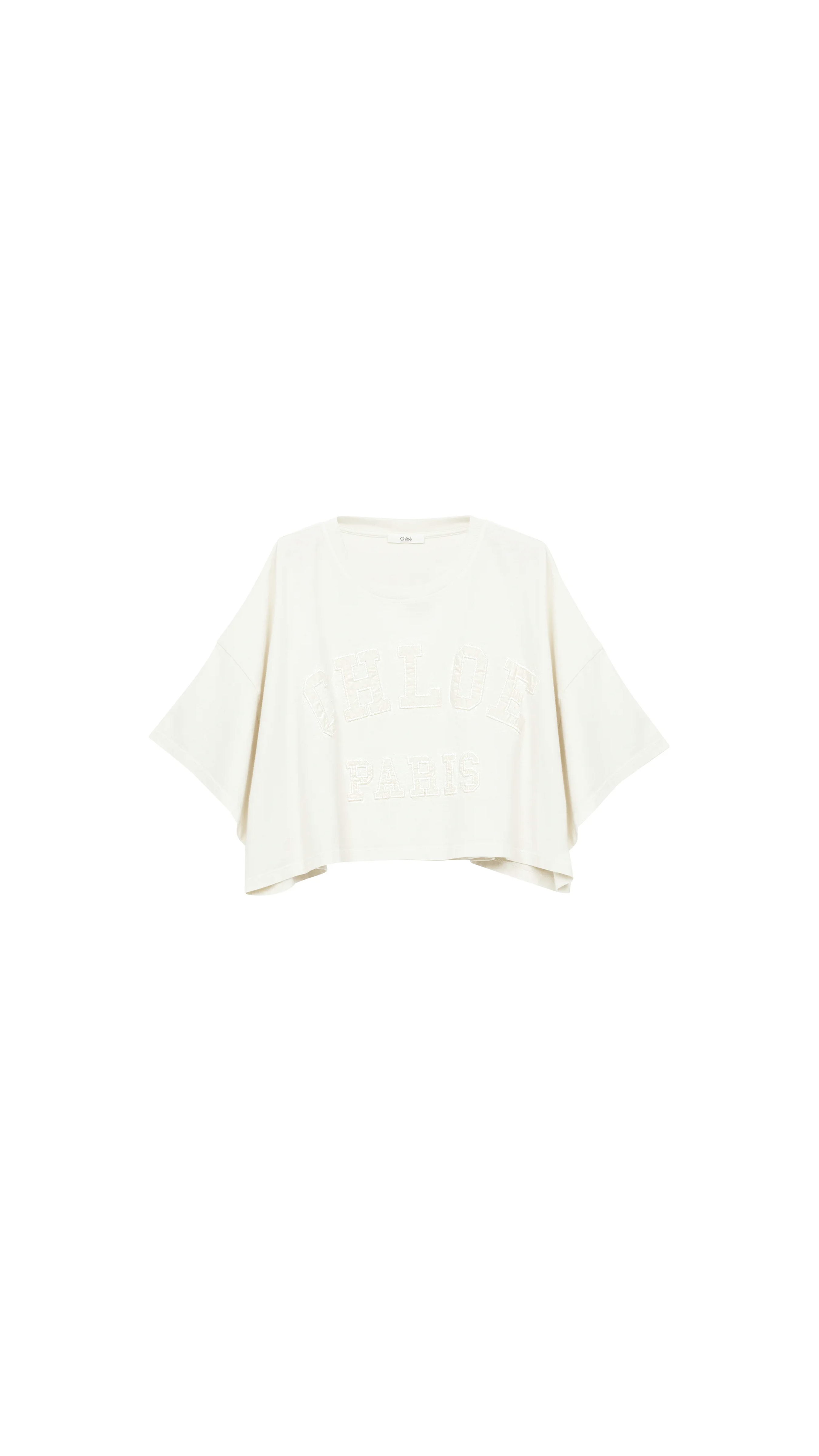 Cropped Logo T-shirt In Cotton Jersey - Coconut Milk