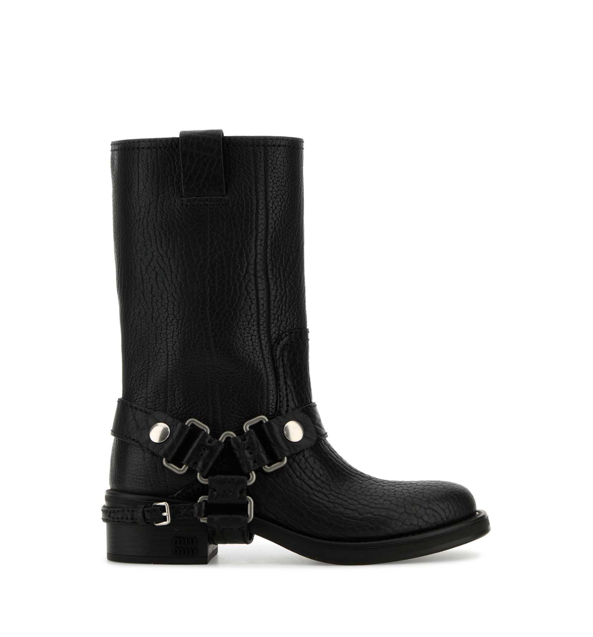 Buckle-Detail Leather Boots
