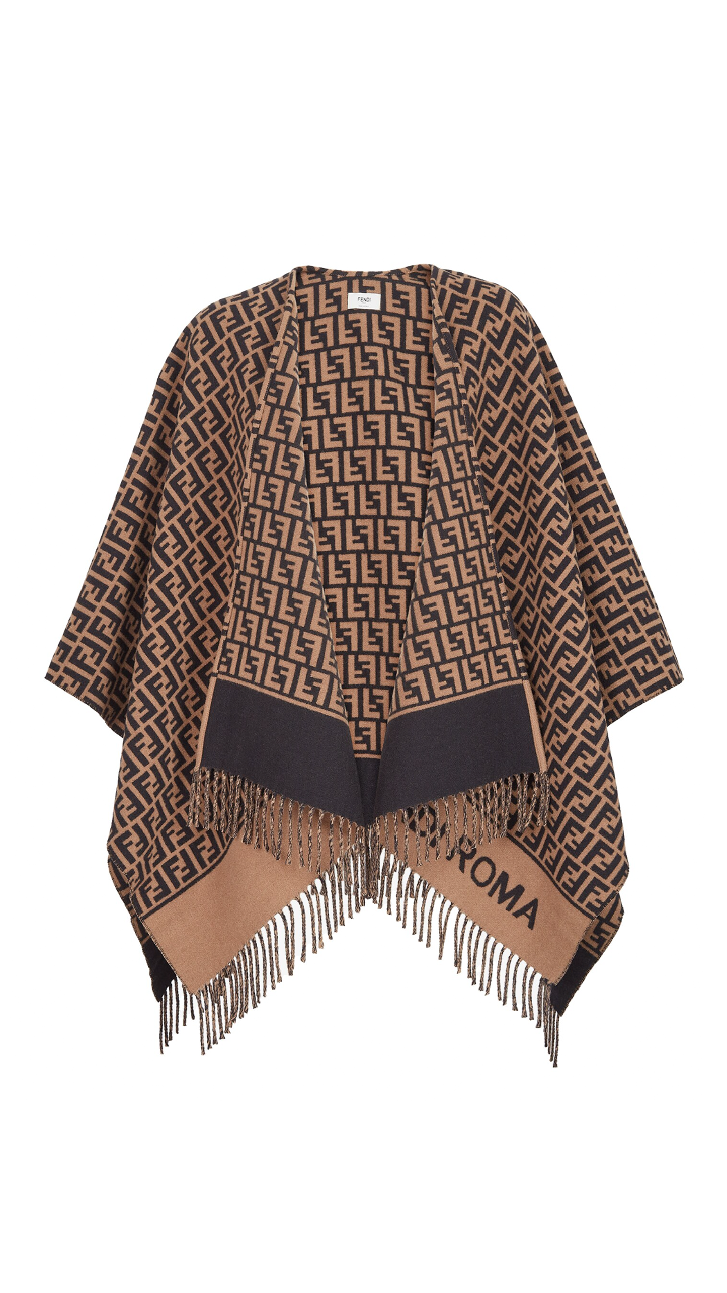 FF Wool and Cashmere Poncho - Brown