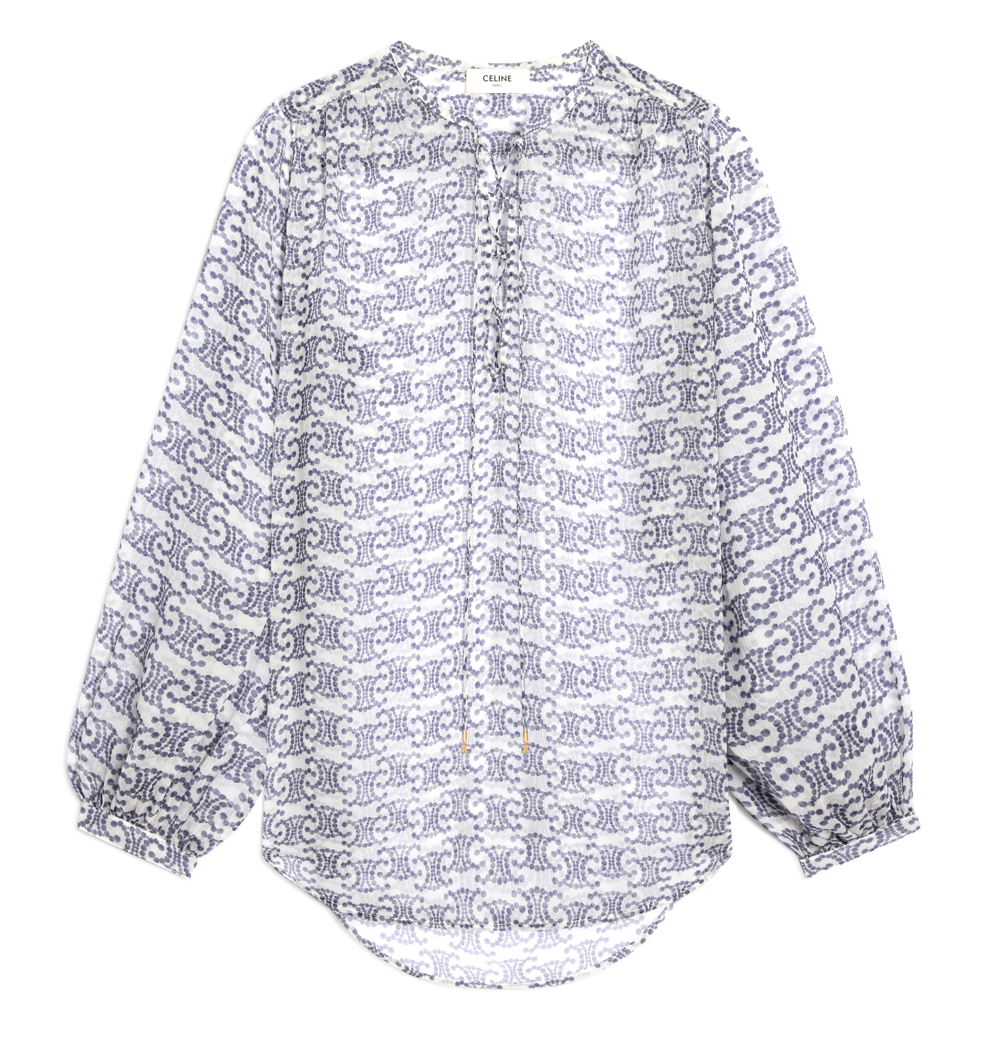 Romy Blouse In Silk - Cream / Indigo
