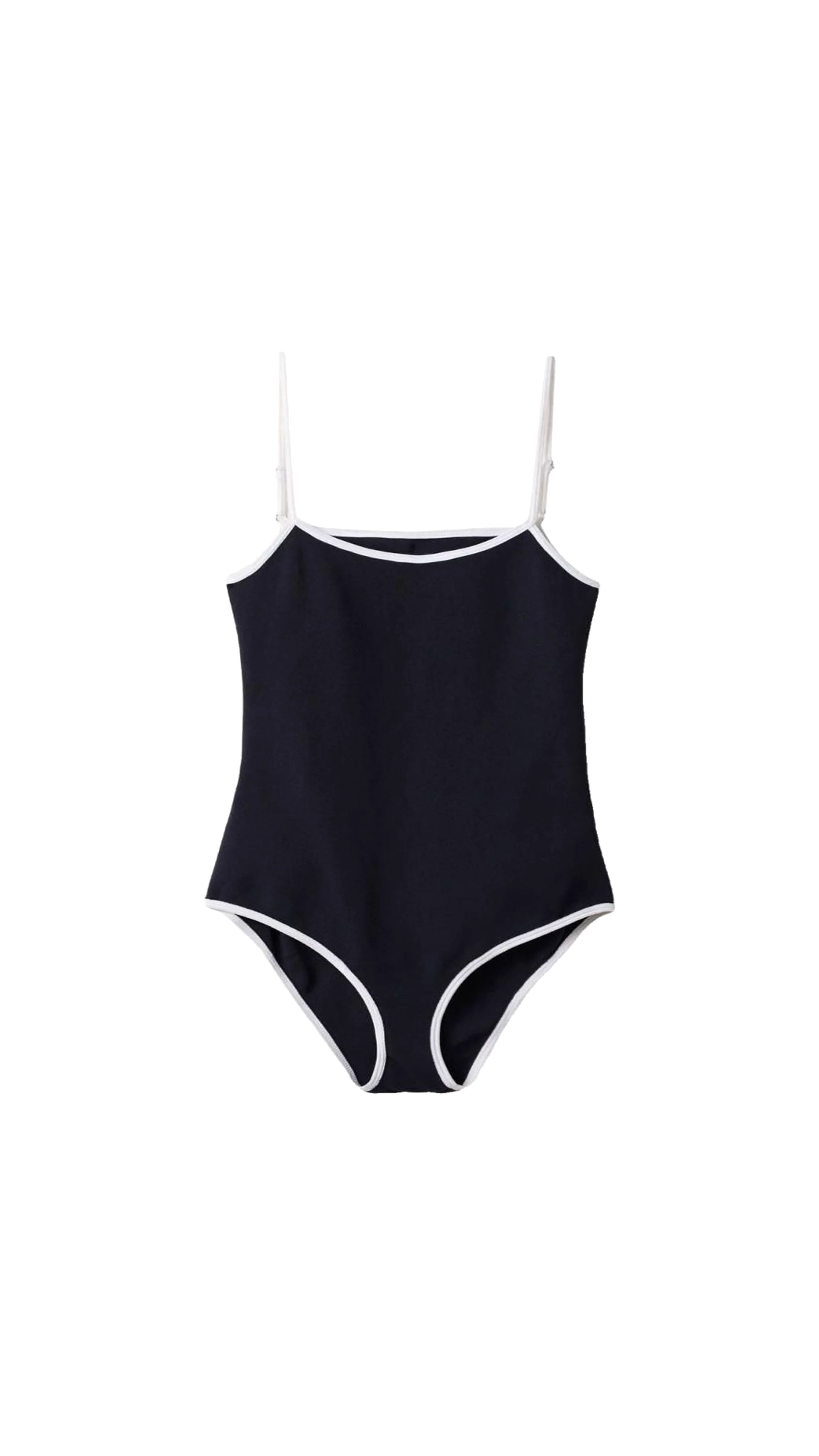 Technical Knit Swimsuit - Black/White