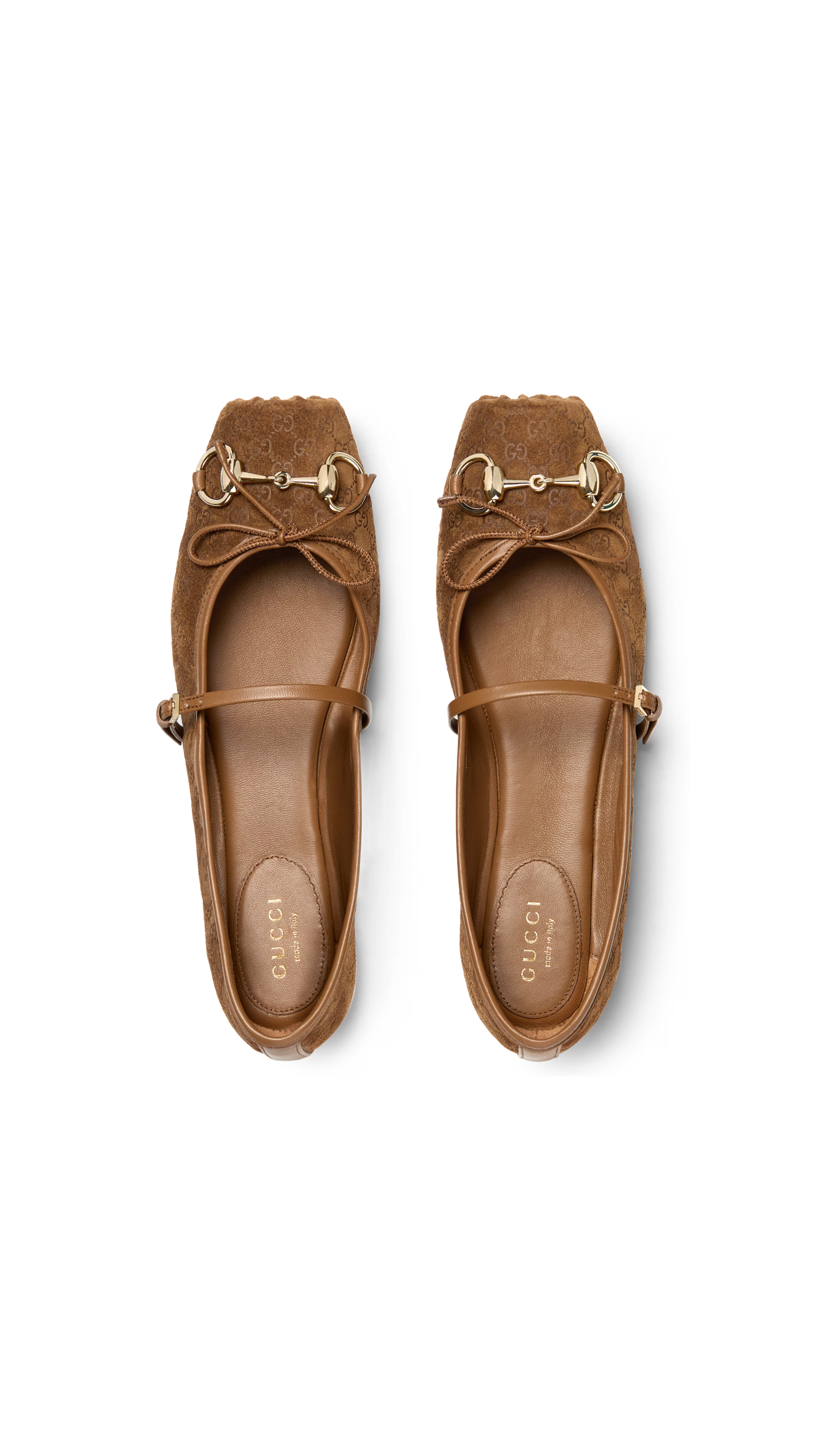 GG Satin Ballerinas - Camel
