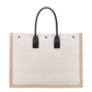 Rive Gauche Large Tote Bag in Canvas and Leather - Greige/Black