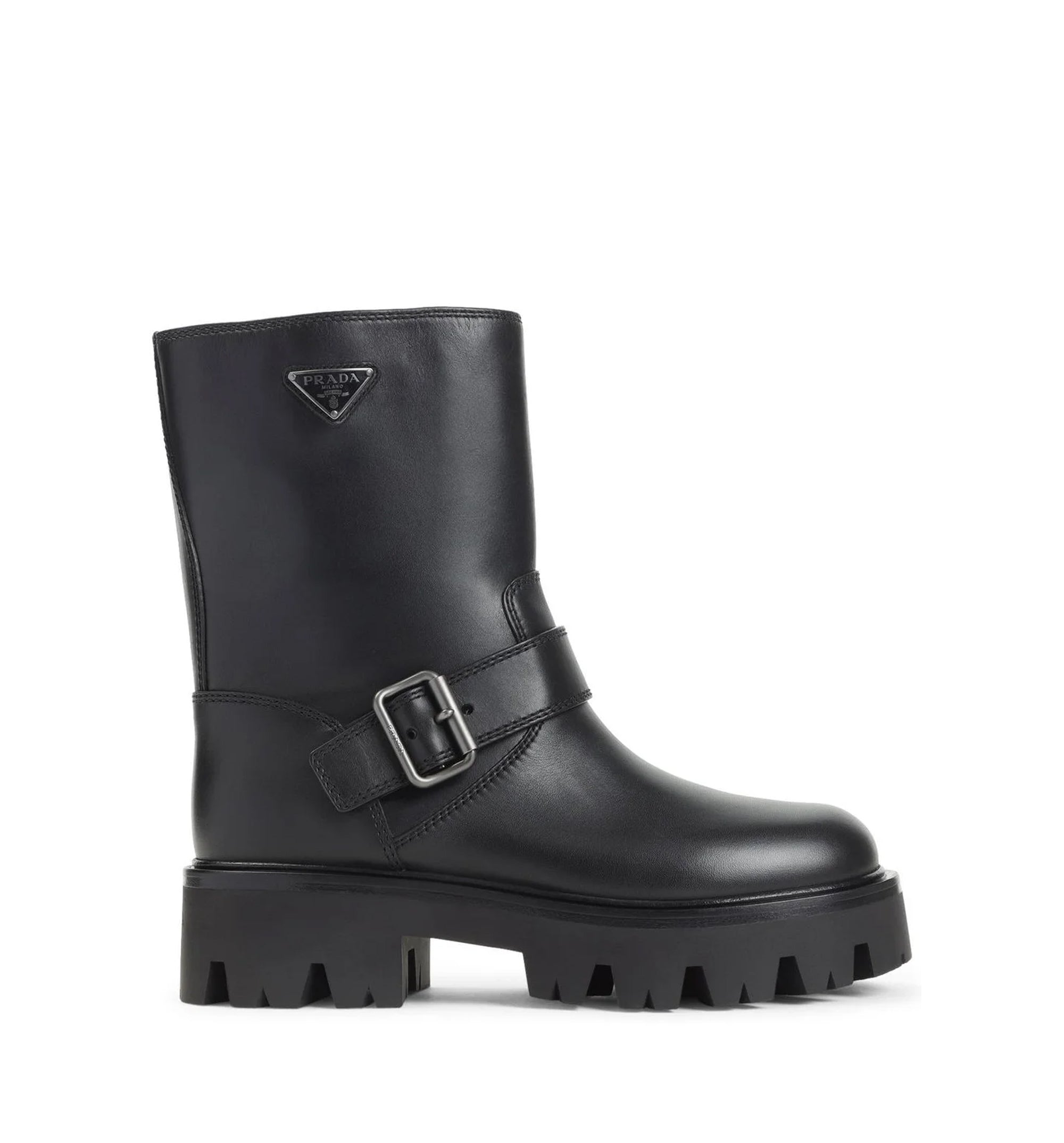 Logo Plaque Buckled Boots