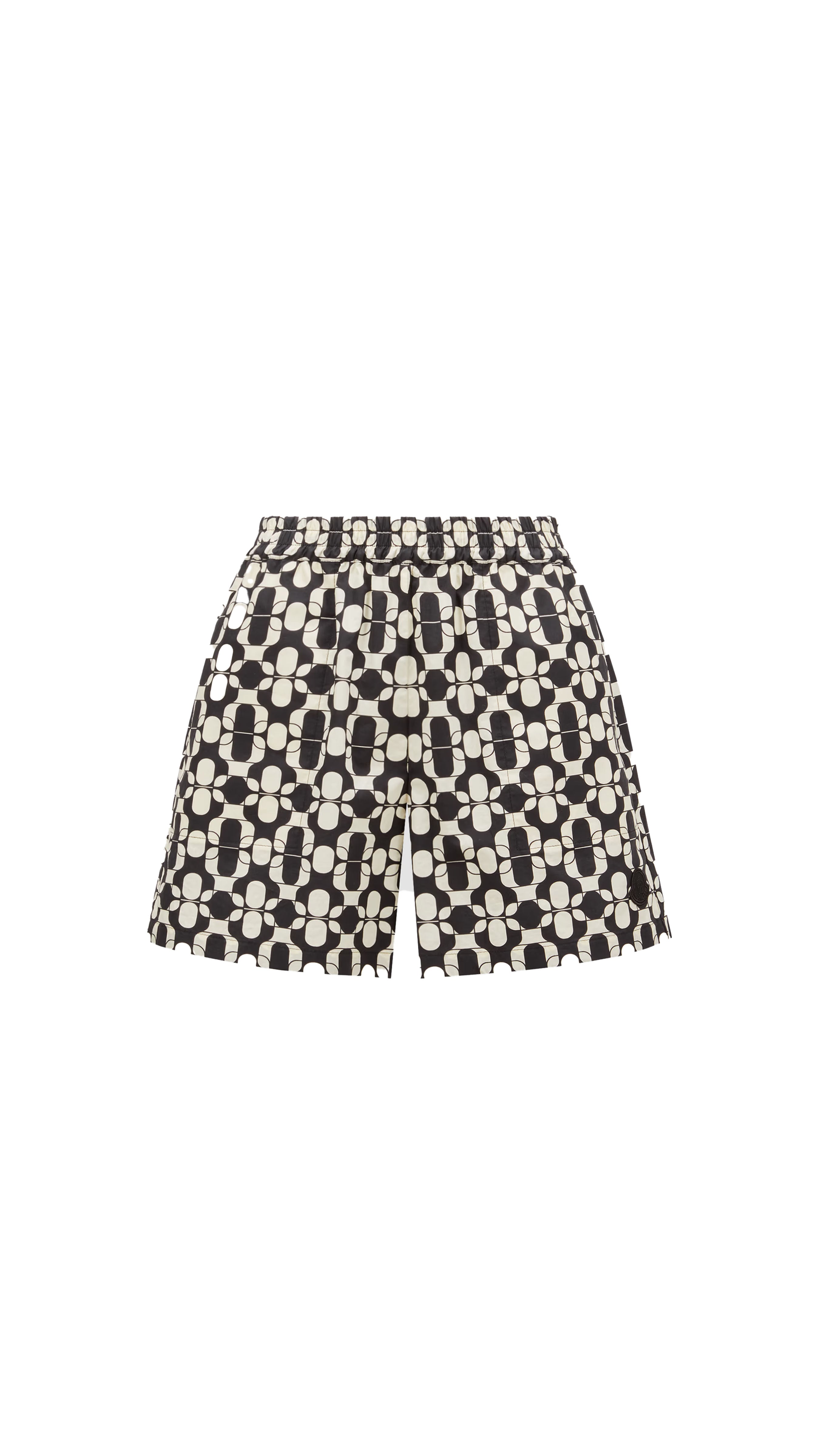 Geometric Print Cotton Shorts - Blue/white