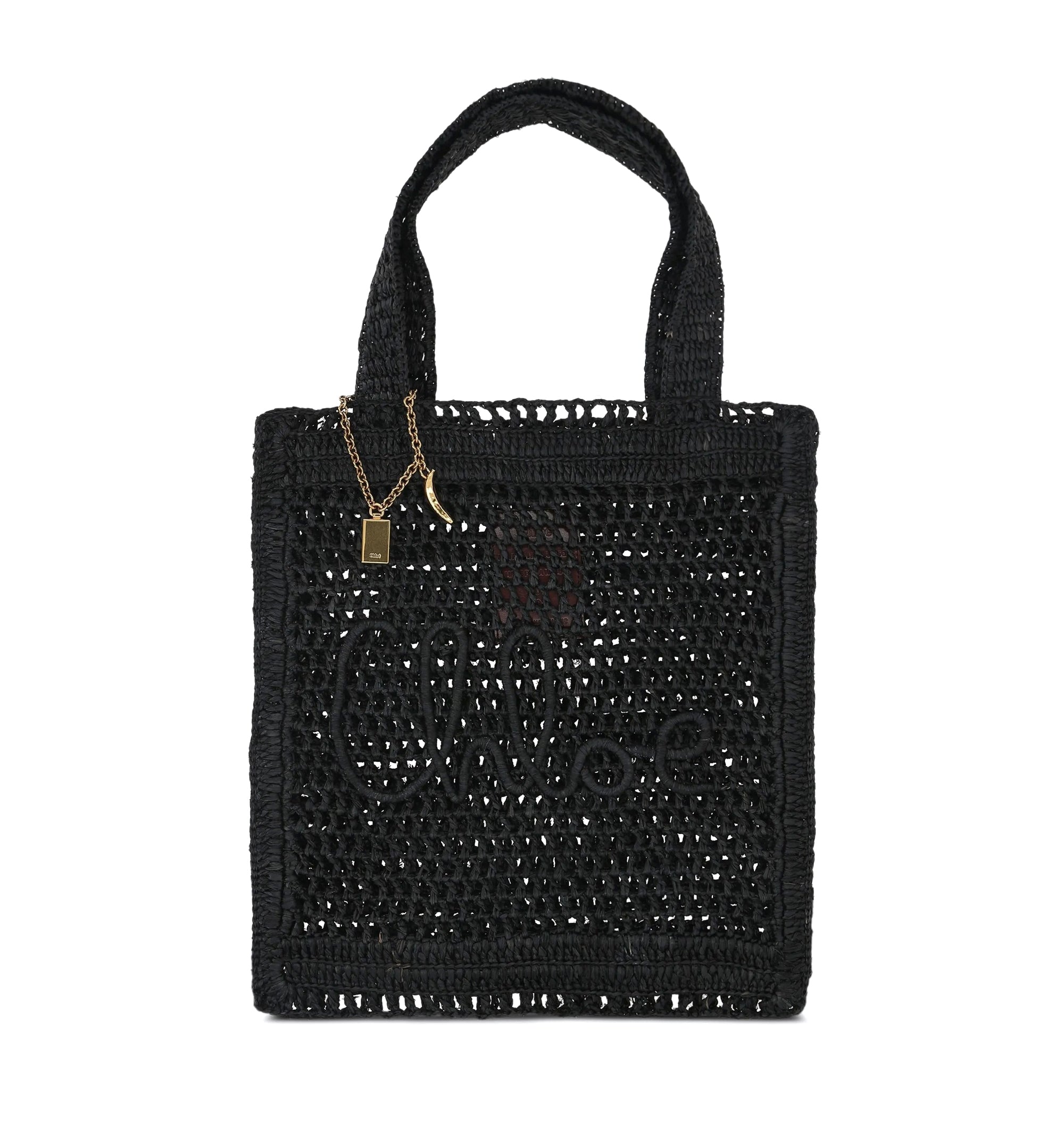 Summer Banana Tote Bag in Raffia - Black