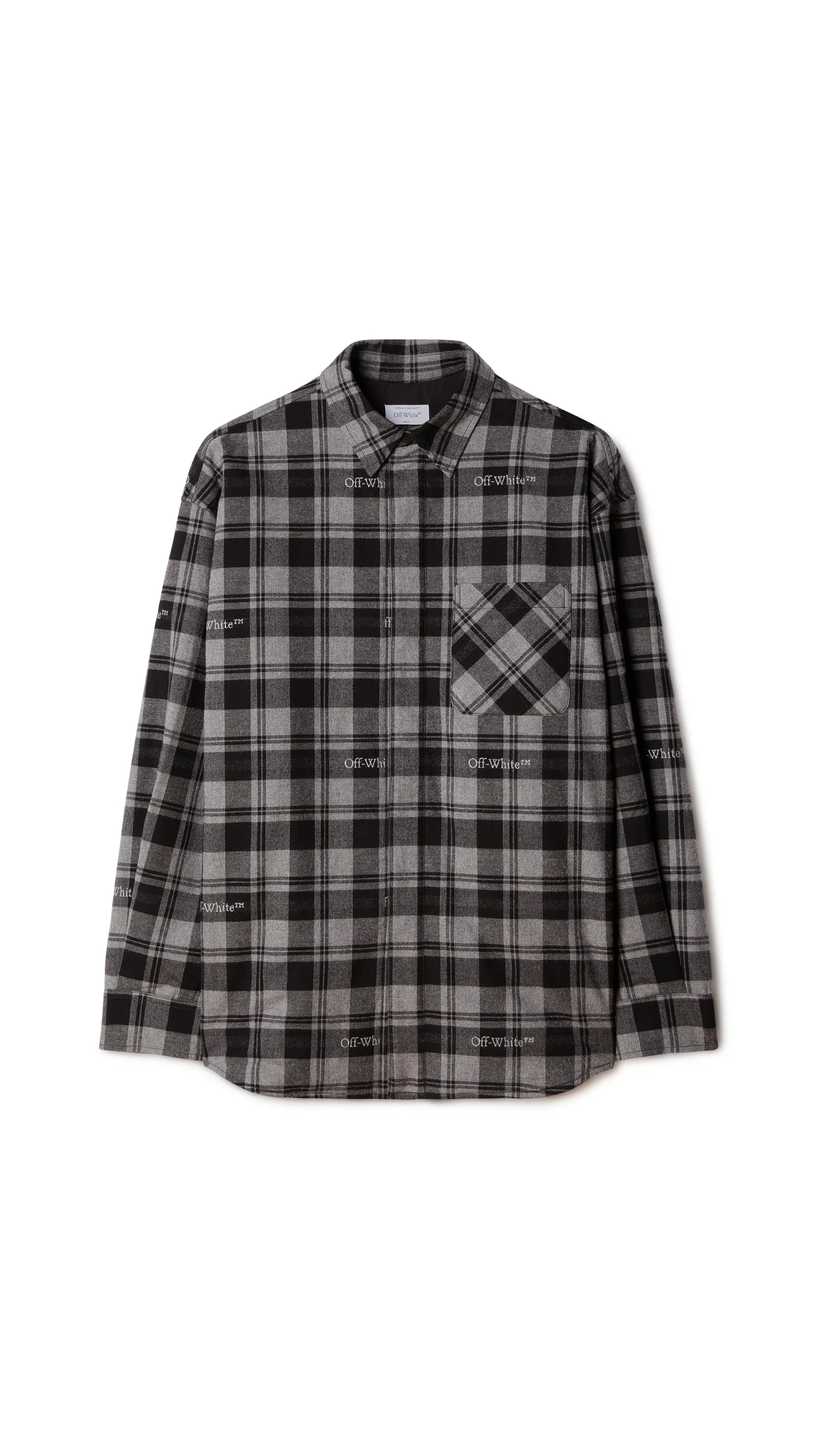 Check Flann Padded Overshirt - Dark Grey