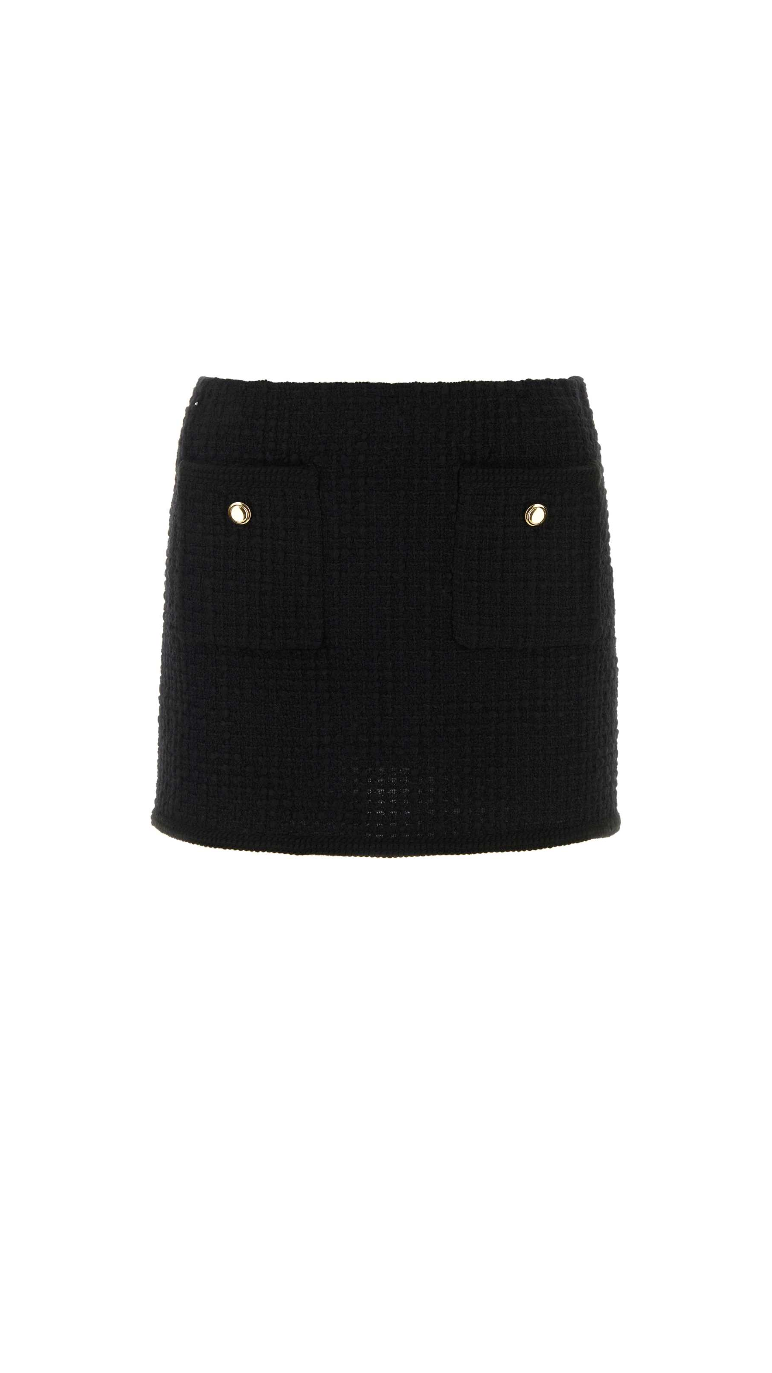 Button Detailed Mid-Rise Skirt - Black
