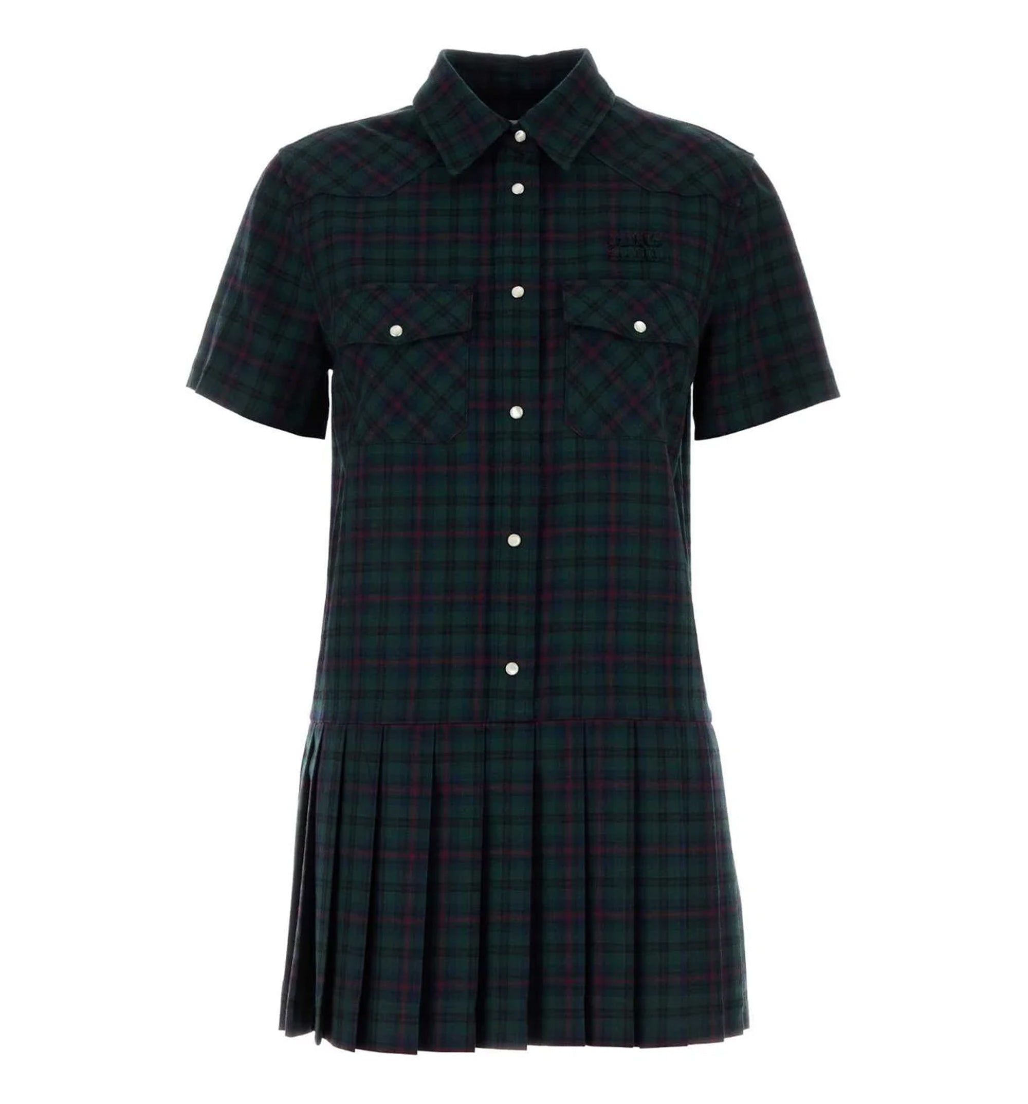 Pleated Plaid Mini-dress