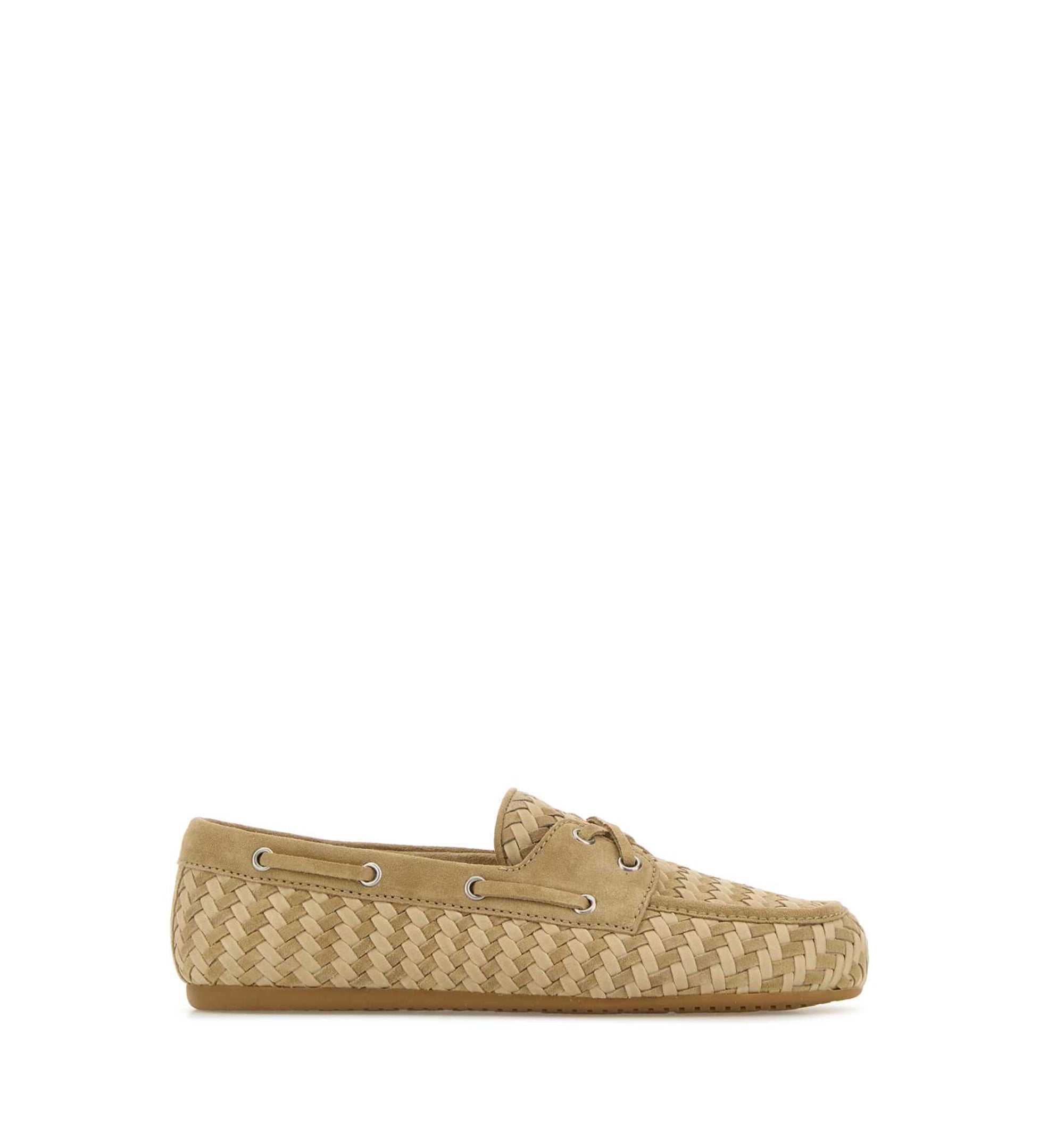 Bow Woven Suede & Leather Boat Shoes