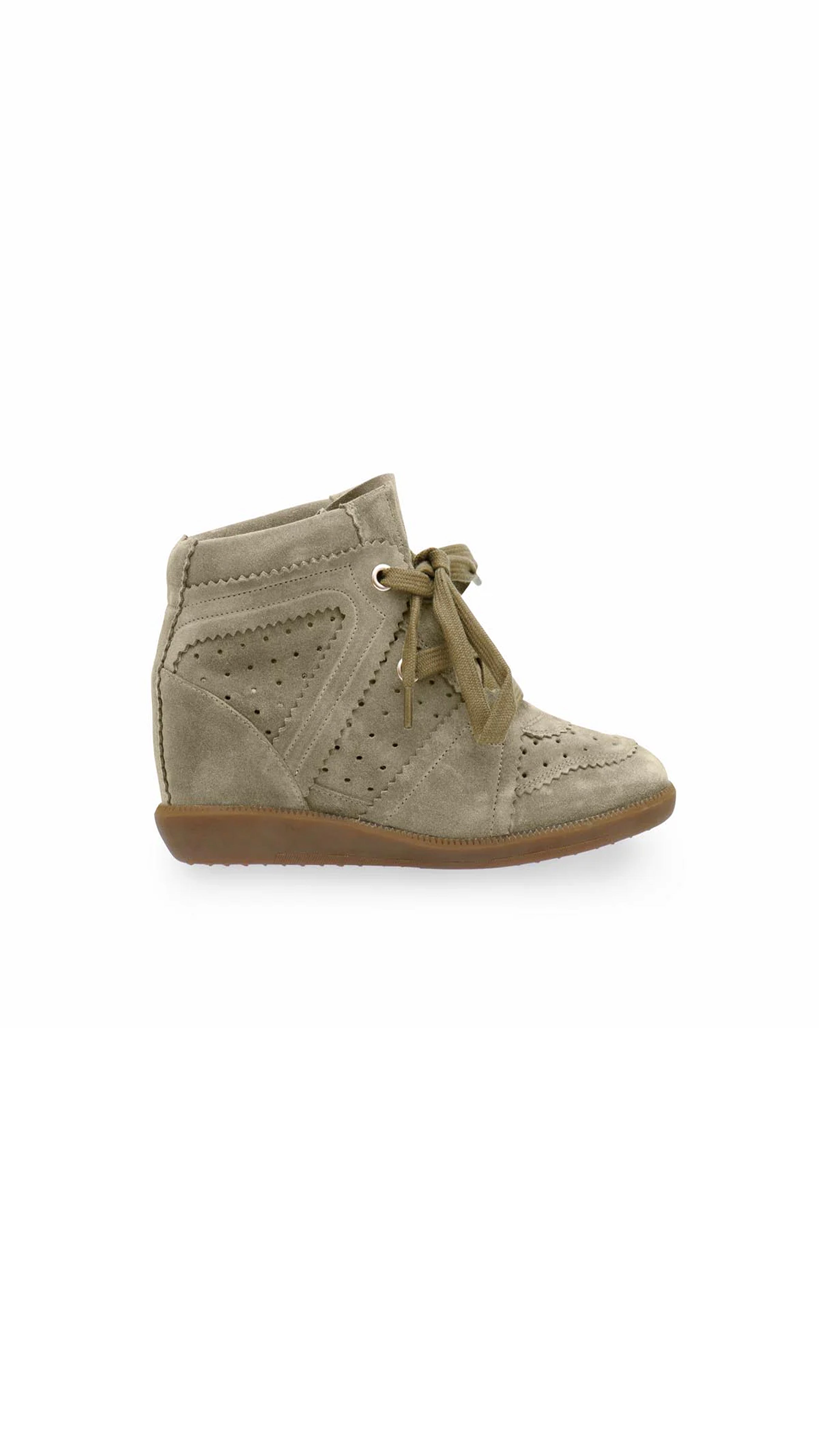 Bobby Suede Calfskin Leather Wedge Sneakers - Taupe