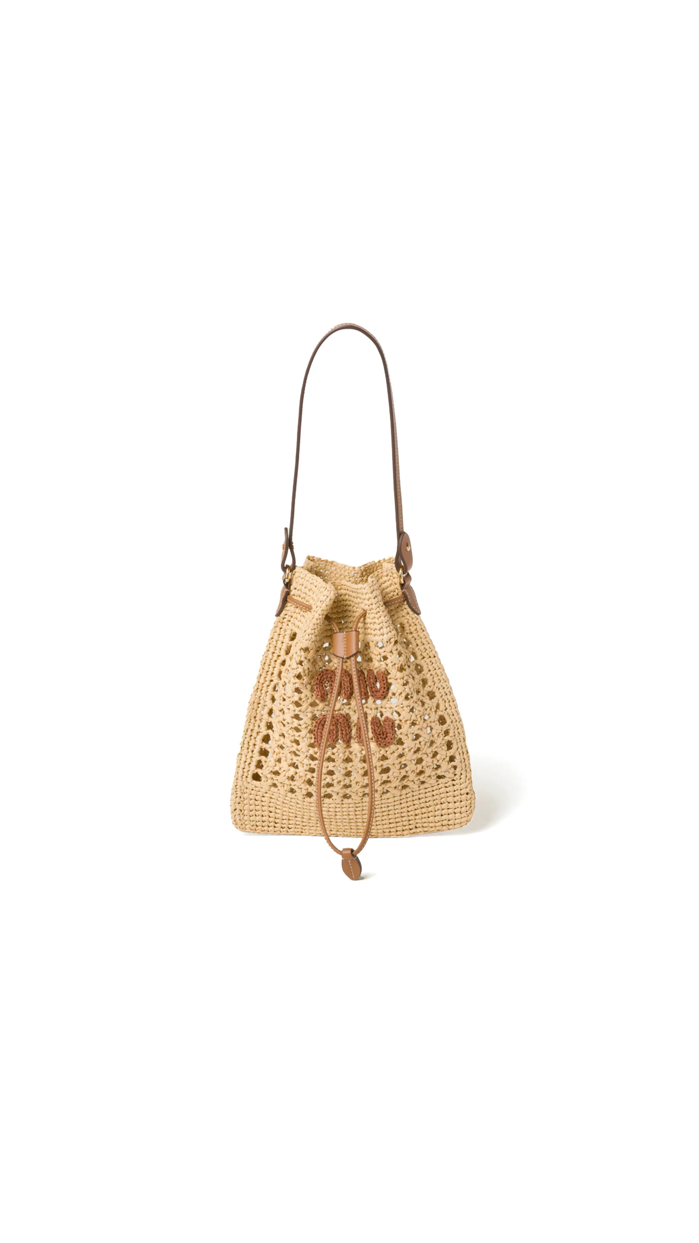 Woven Fabric Mini-bag - Beige/Cognac