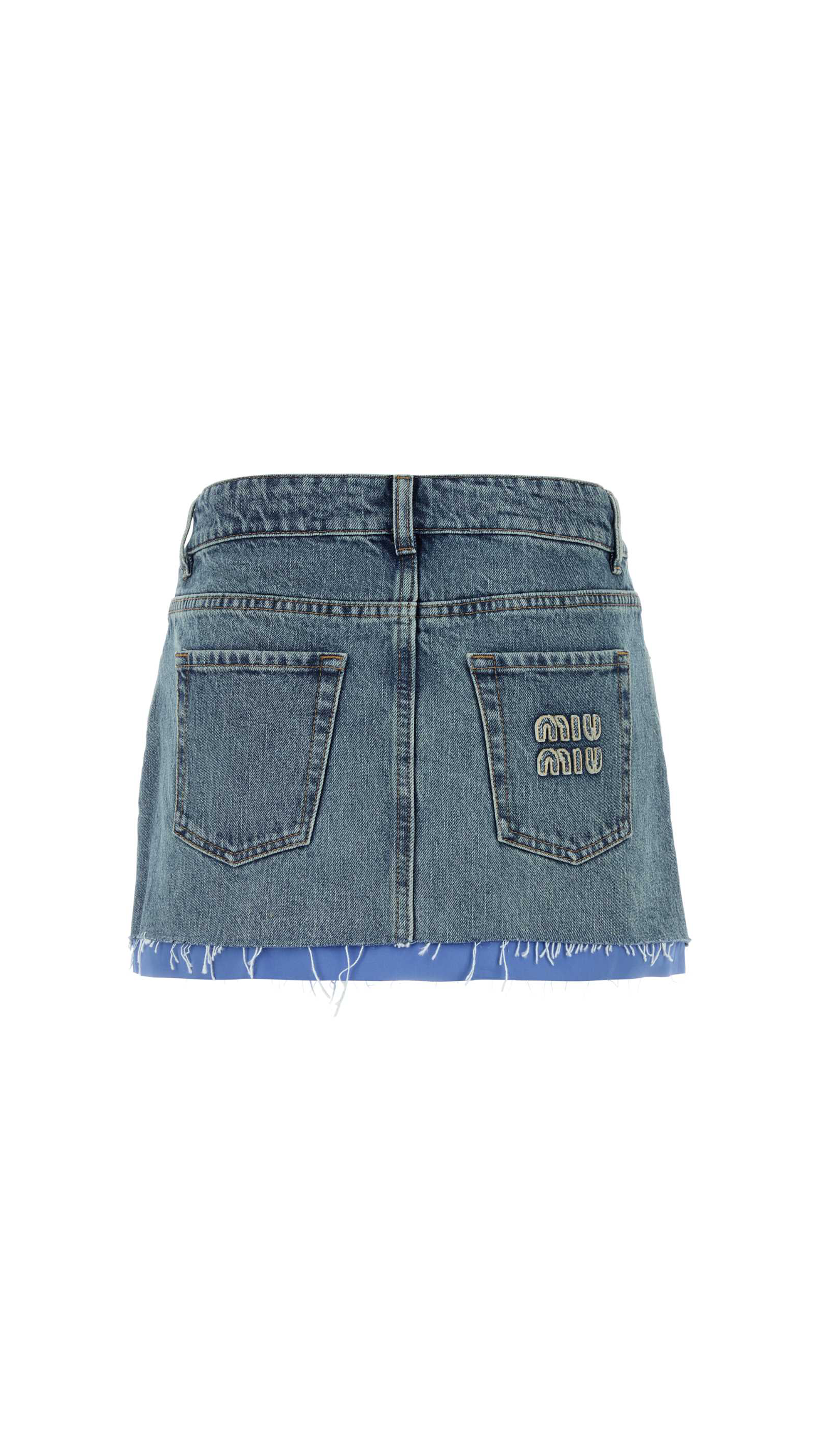 Denim and Poplin Miniskirt