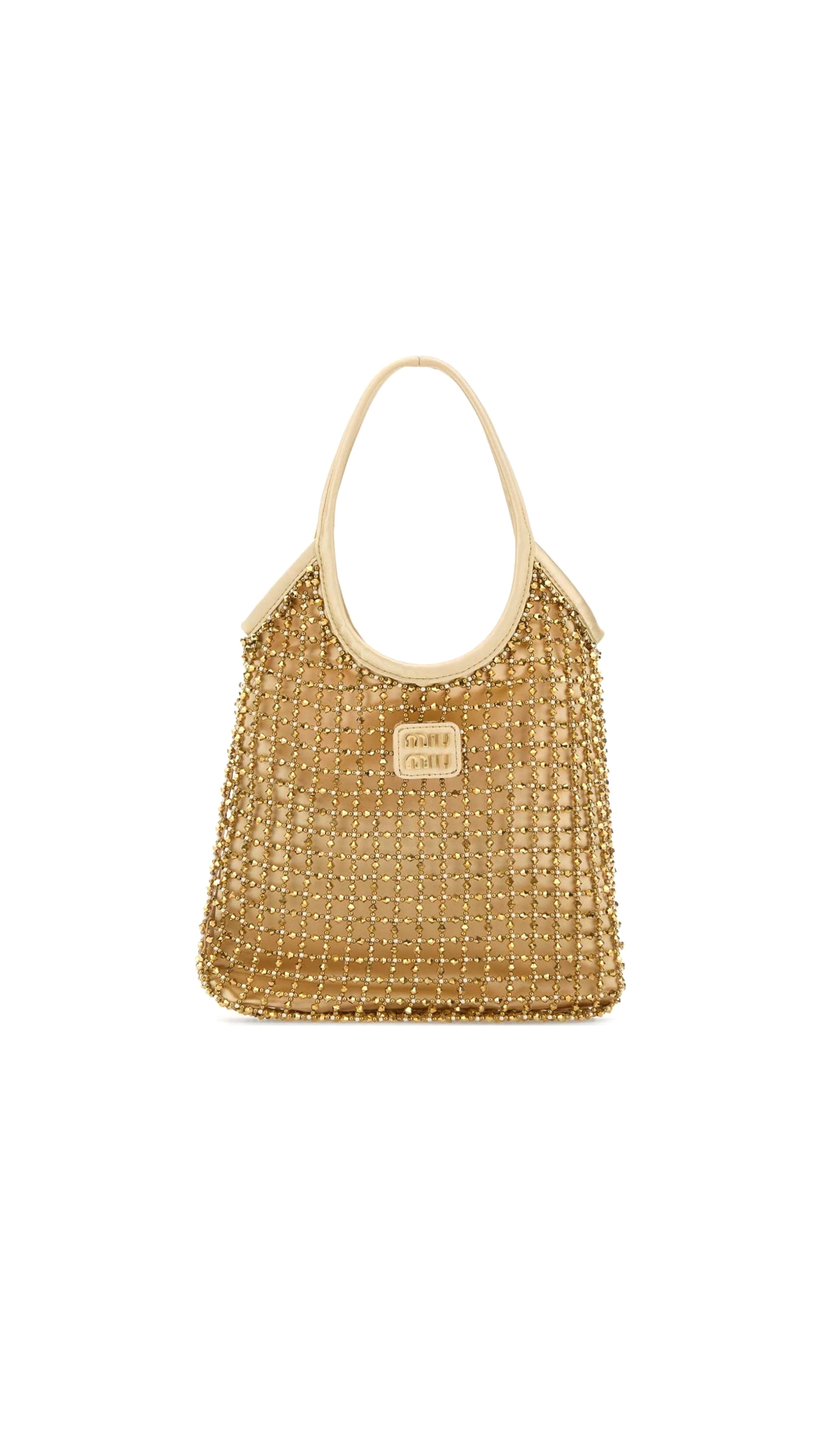 Platinum Ivy Beaded Duchesse Bag - Beige