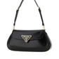 Brushed Leather Shoulder Bag - Black
