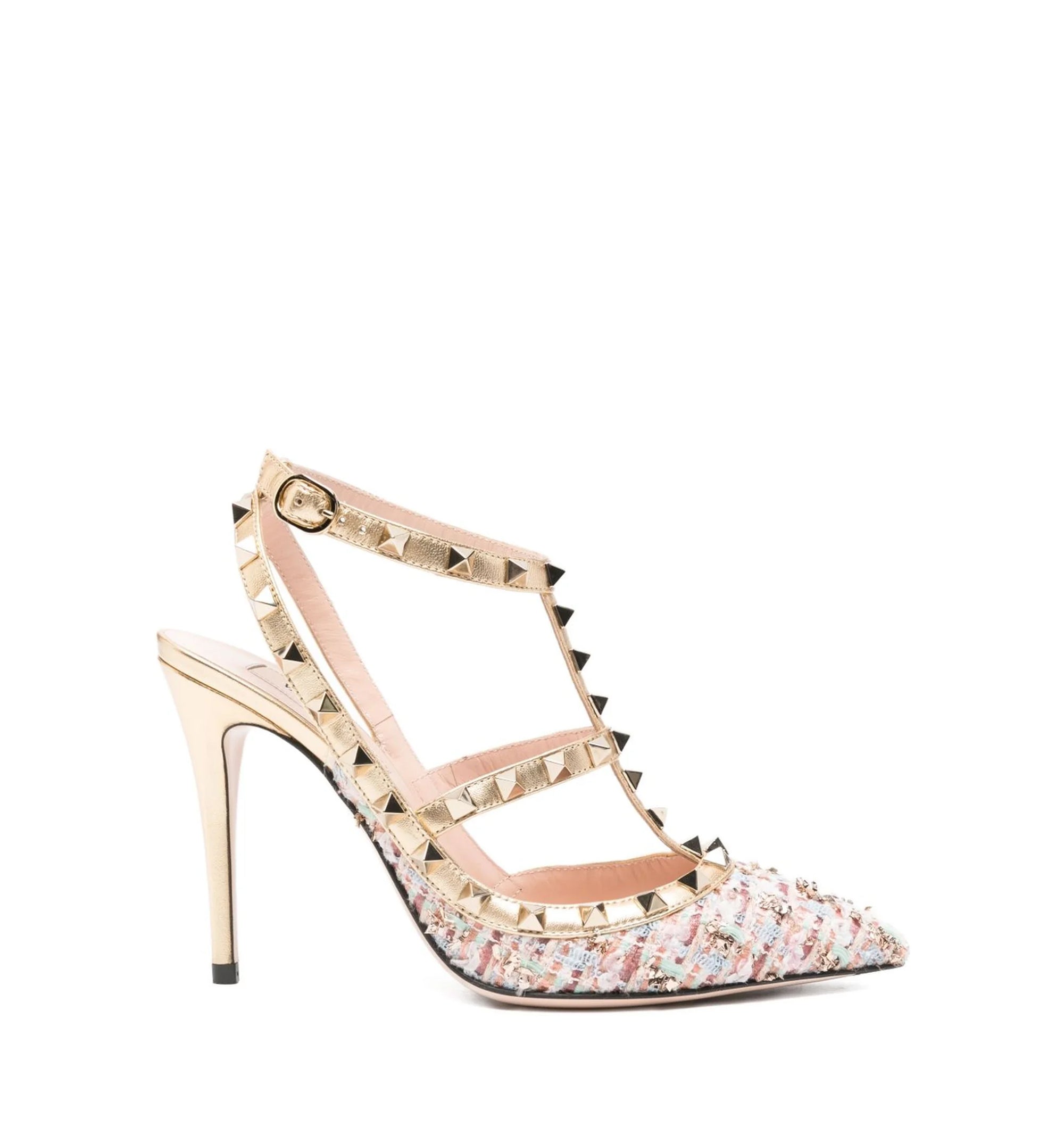 Rockstud Tweed Slingback Pumps