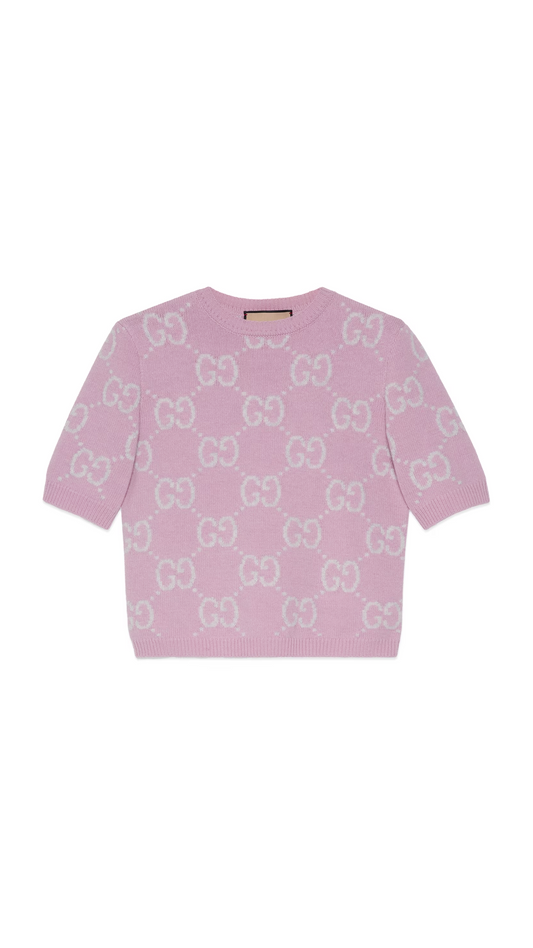 GG Knit Wool Top - Pink